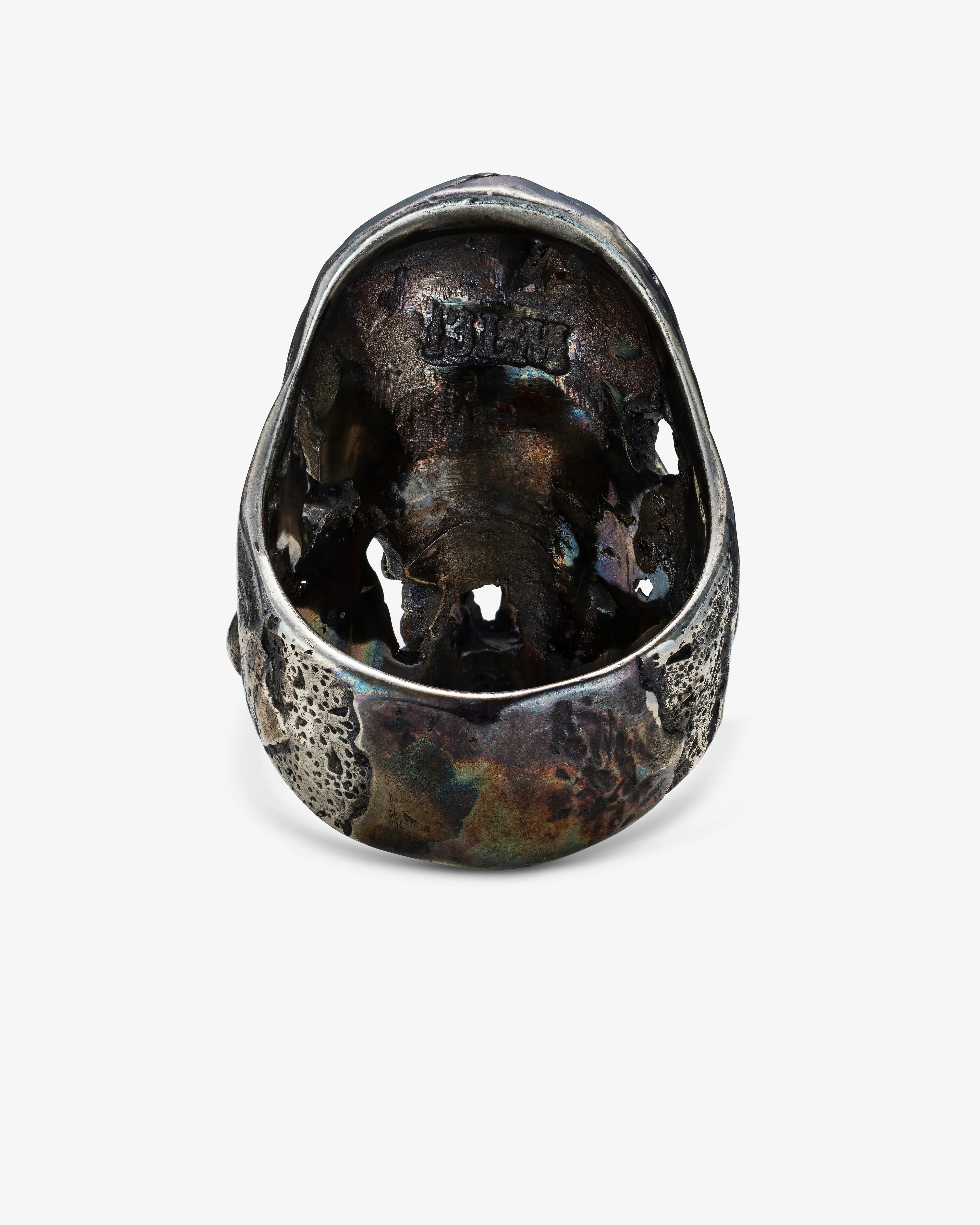 13 Lucky Monkey - Grieta Small Skull Ring - (Silver) - Image 3