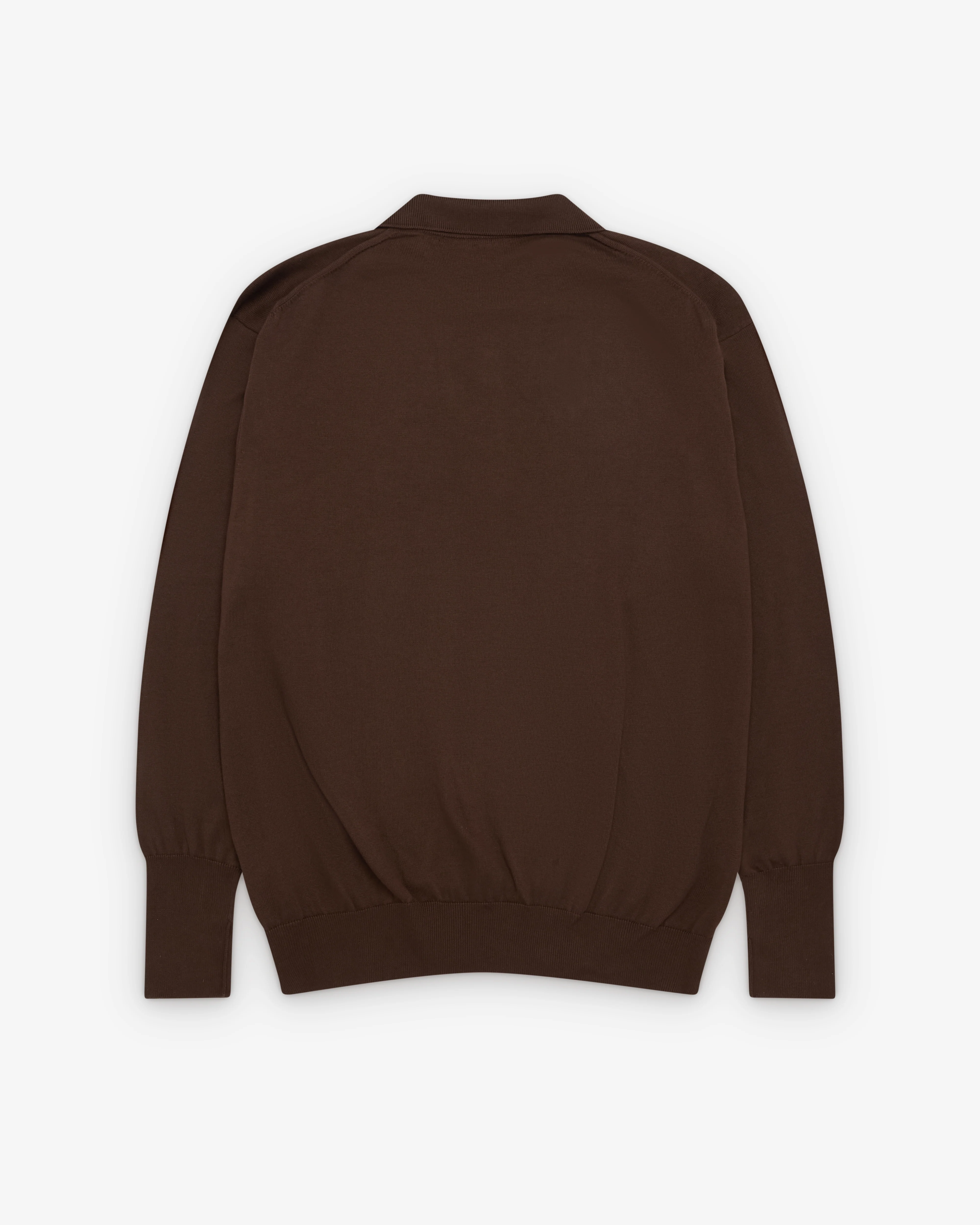 A.Presse - Men's Long Sleeve Polo Shirt - (Brown) - Image 2