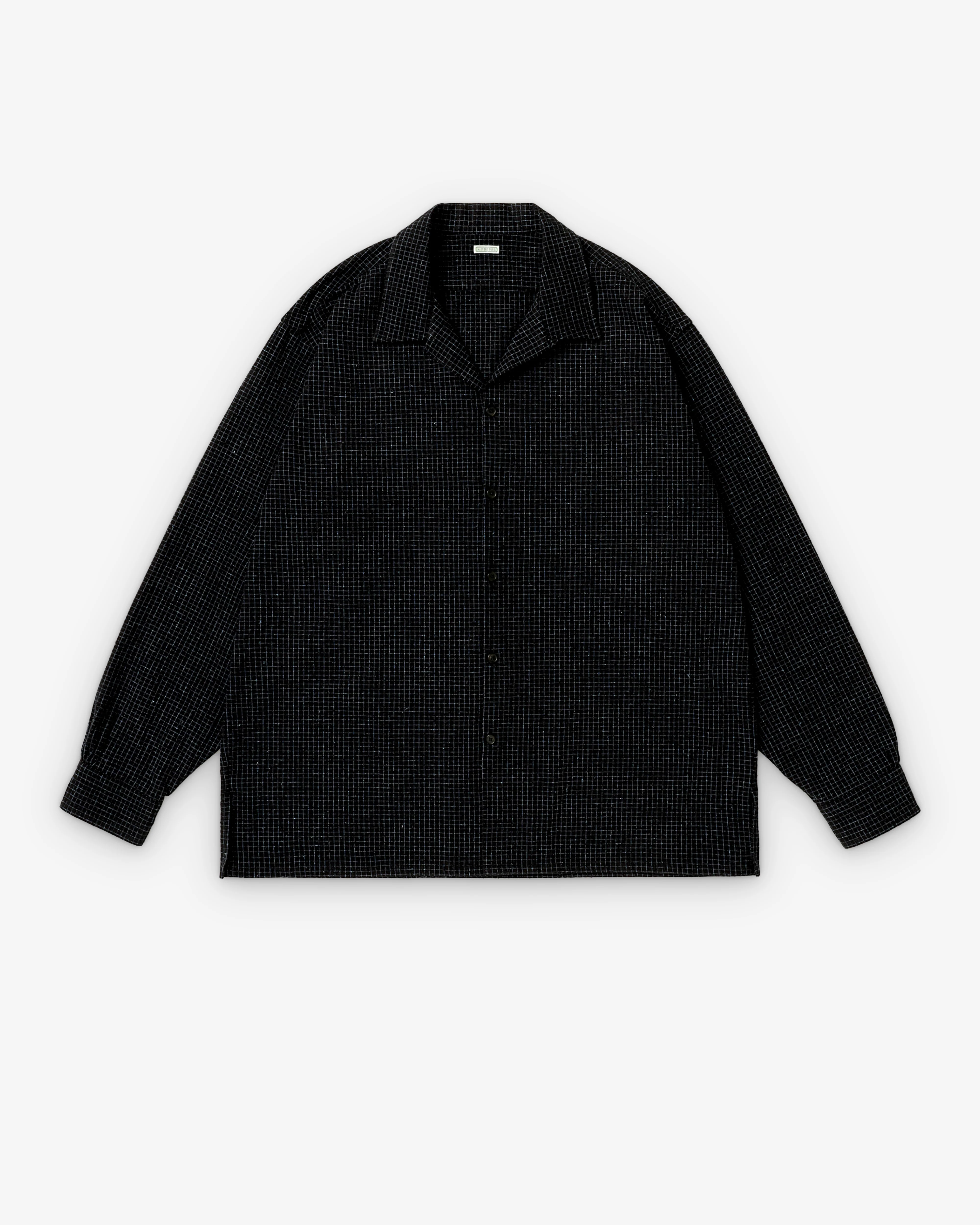 A.Presse - Men's Silk Nep Loop Collar Shirt - (Black)