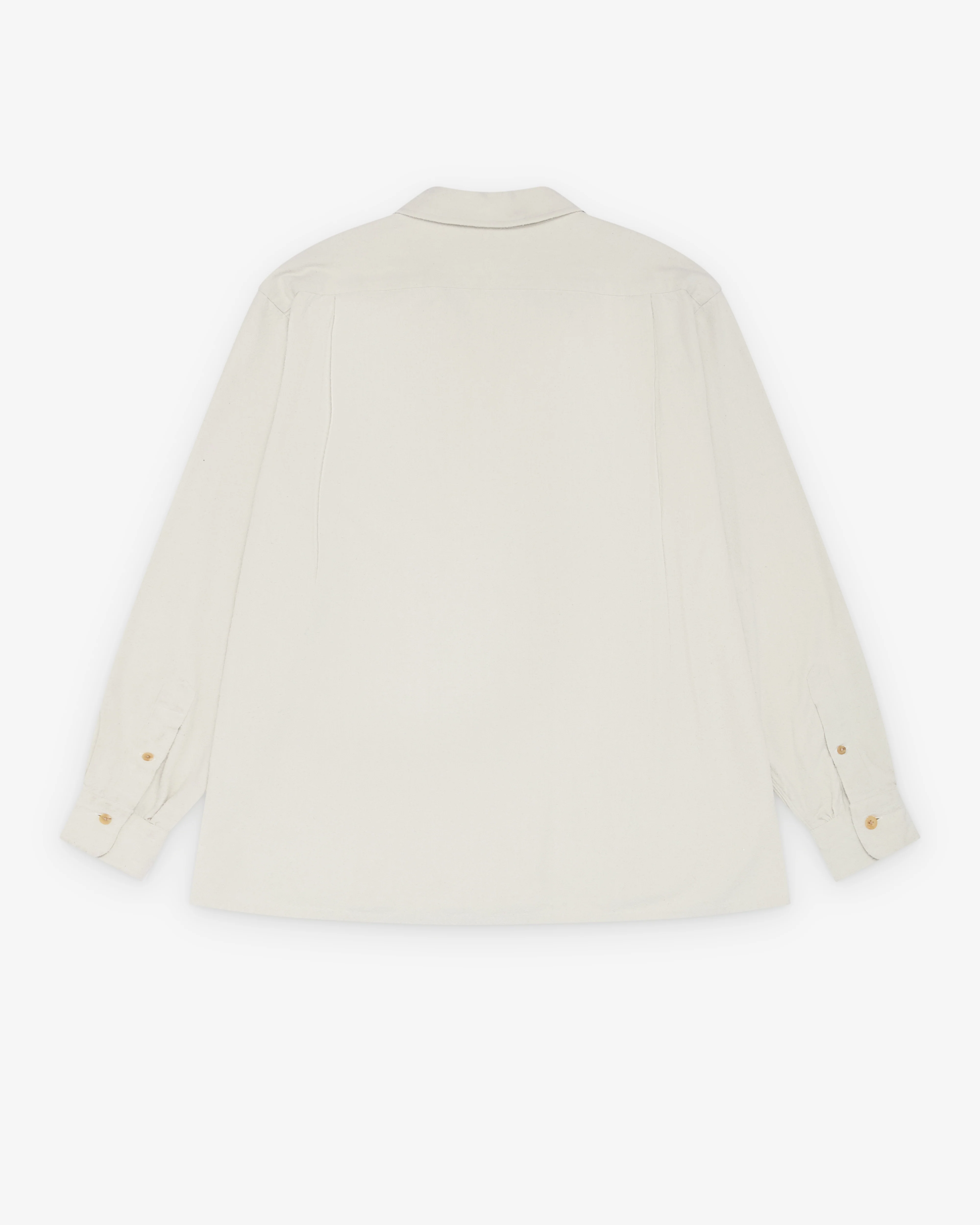 A.Presse - Men's Silk Nep Loop Collar Shirt - (Ecru) - Image 2