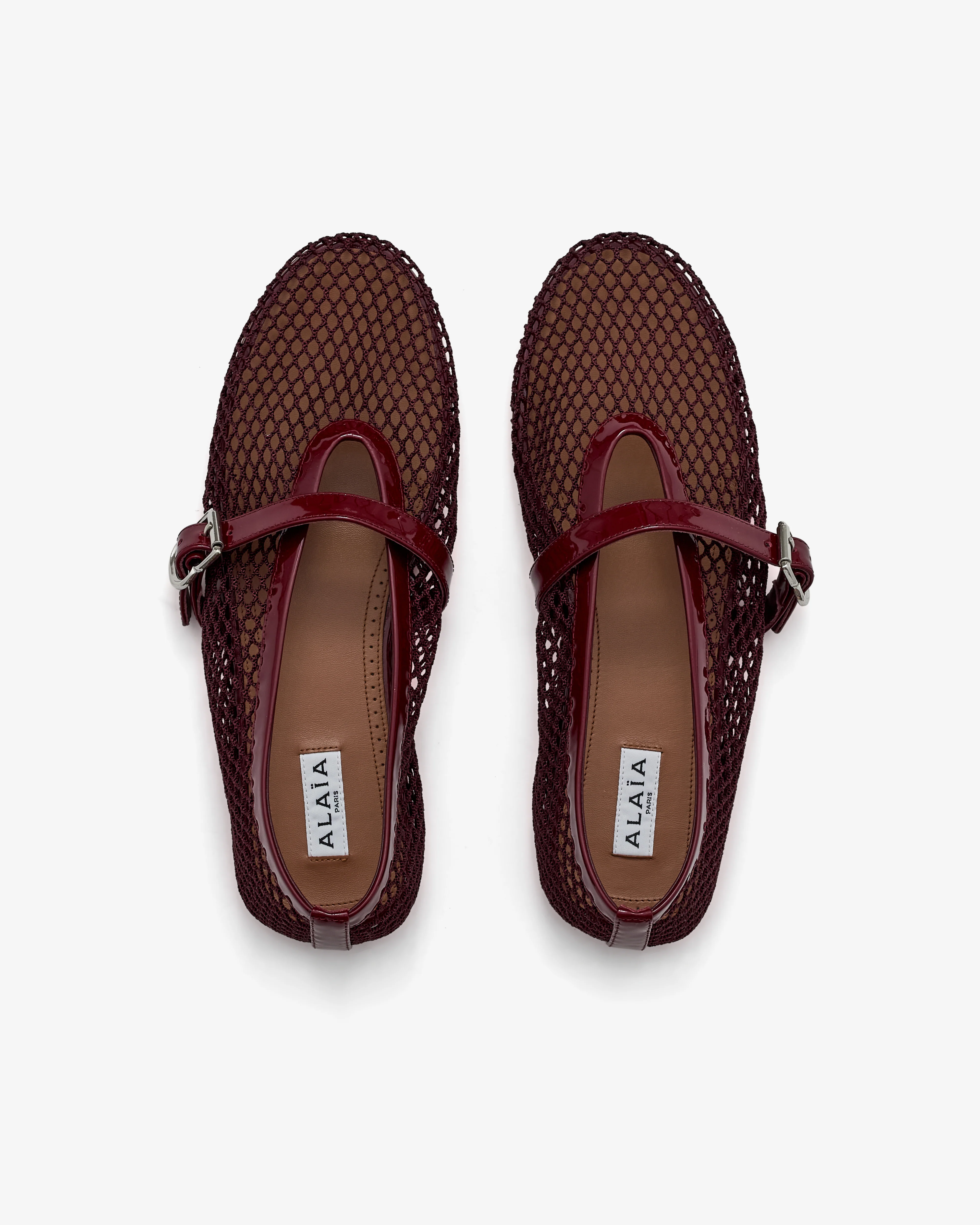 Alaïa - Women’s Fishnet Ballet Flats - (Dark Red) - Image 6