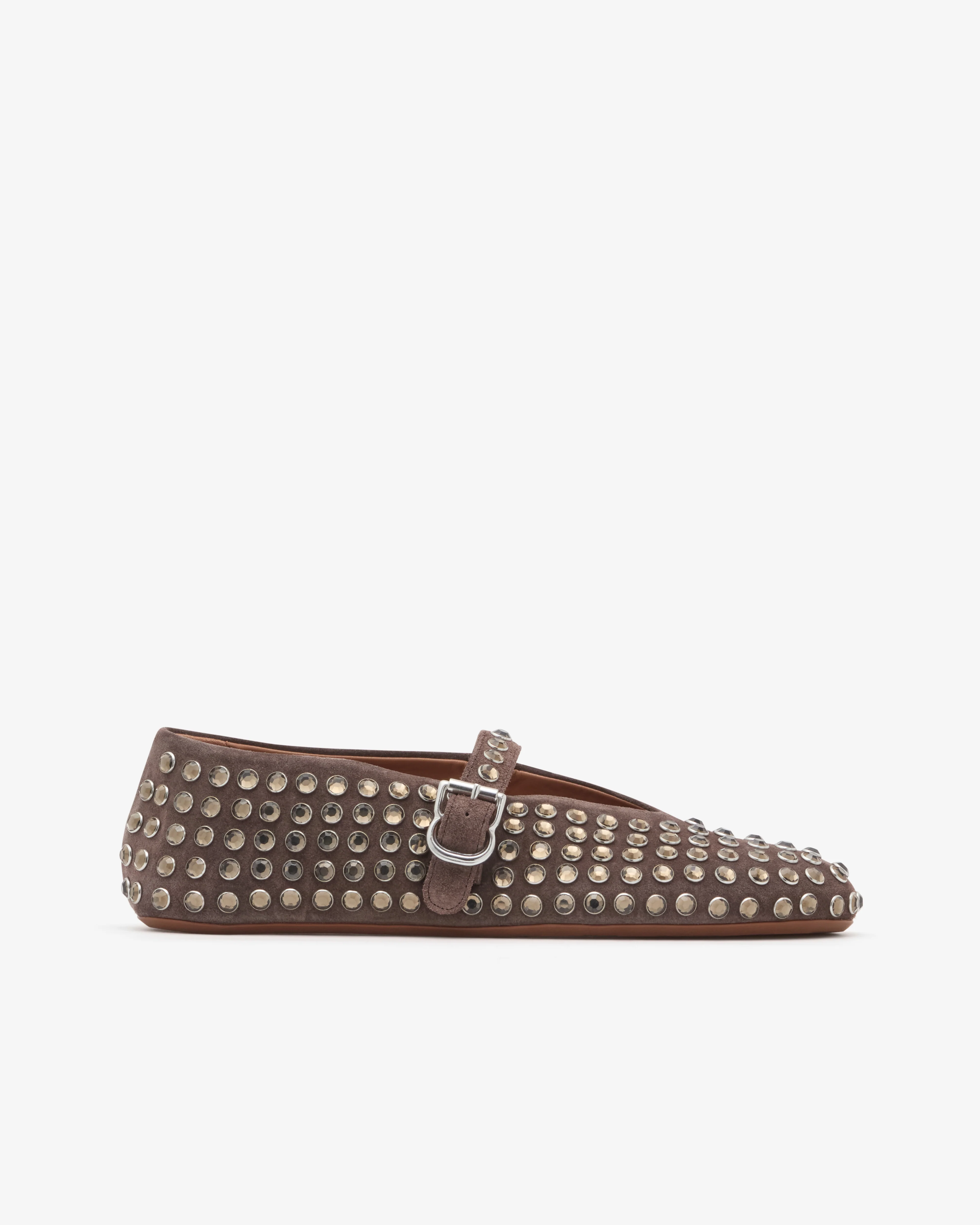 Alaïa - Women's Strass Suede Ballet Flats - (Brun Fon)