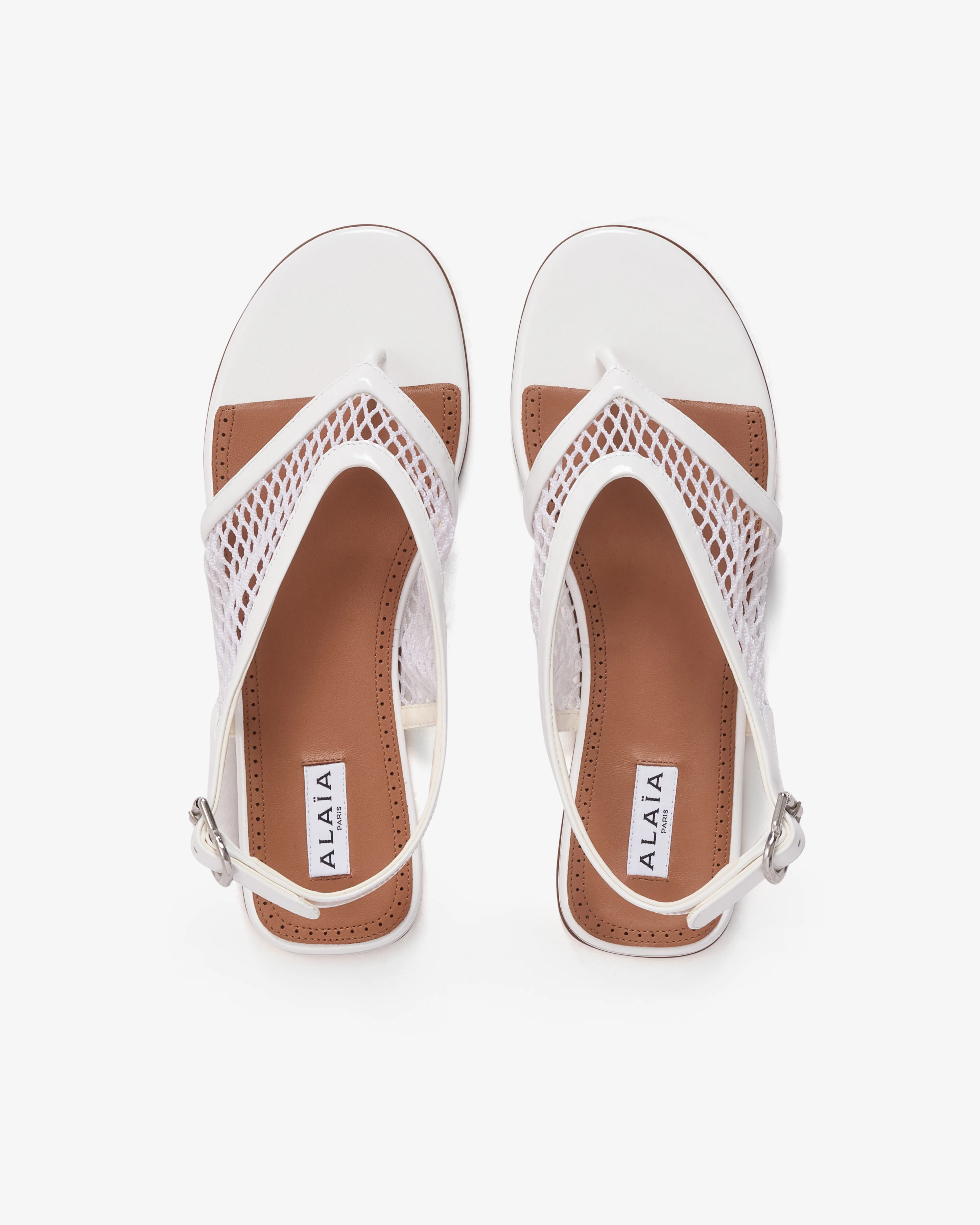 Alaïa - Women's Fishnet Thong Sandals - (Optical White) - Image 5