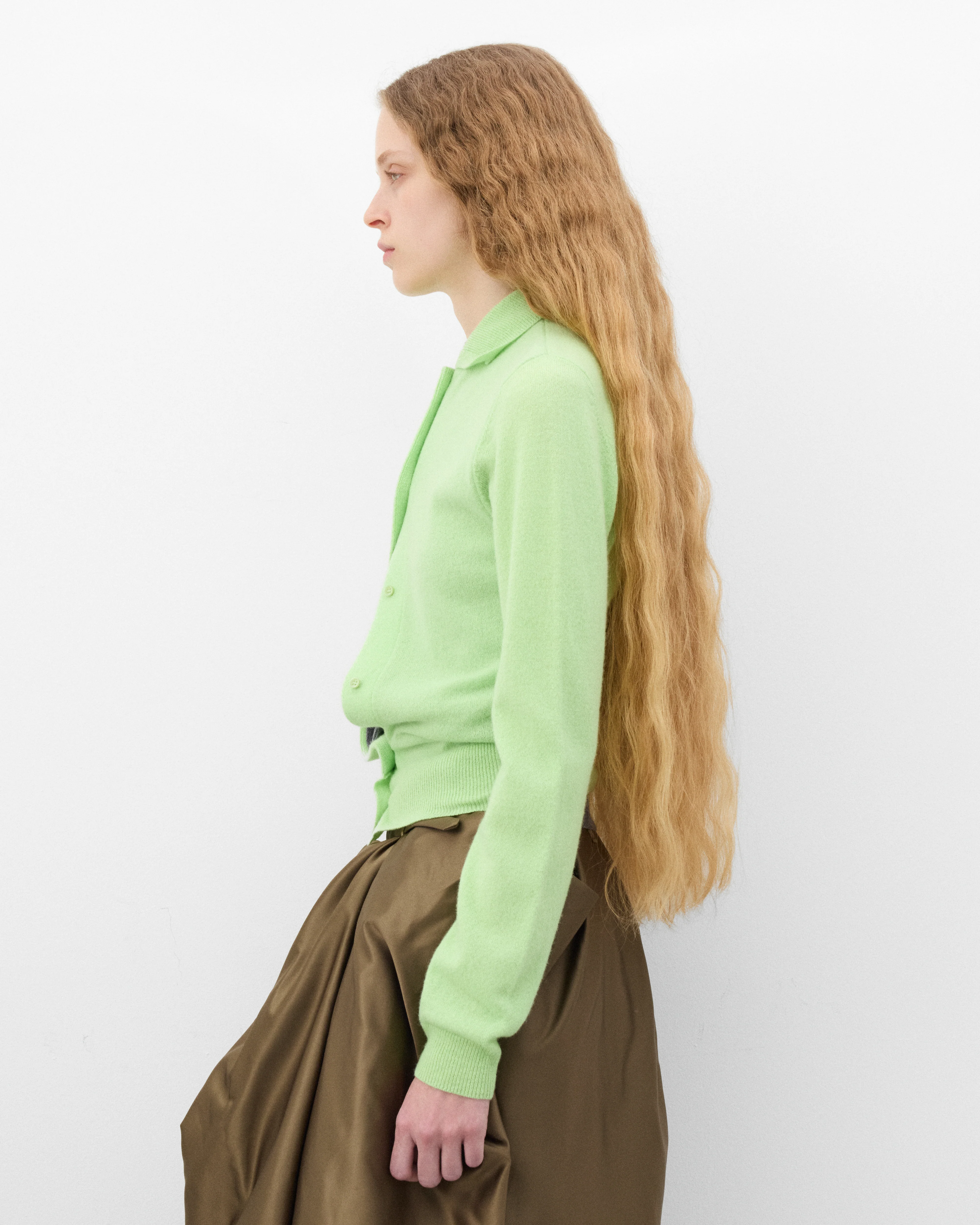 August Barron - Women's Double Cardigan - (Apple Green/Grey) - Image 4