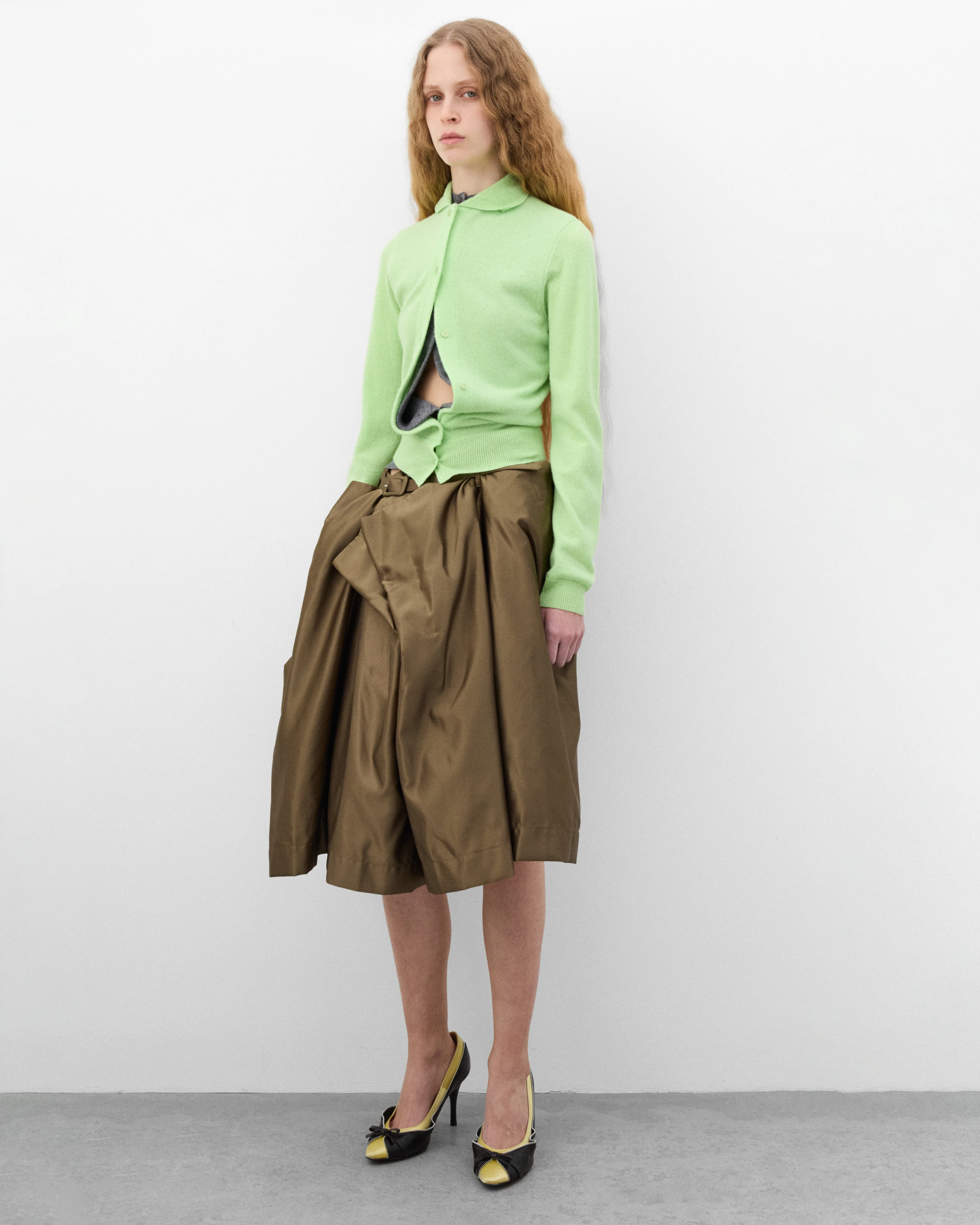 August Barron - Women's Double Cardigan - (Apple Green/Grey) - Image 6