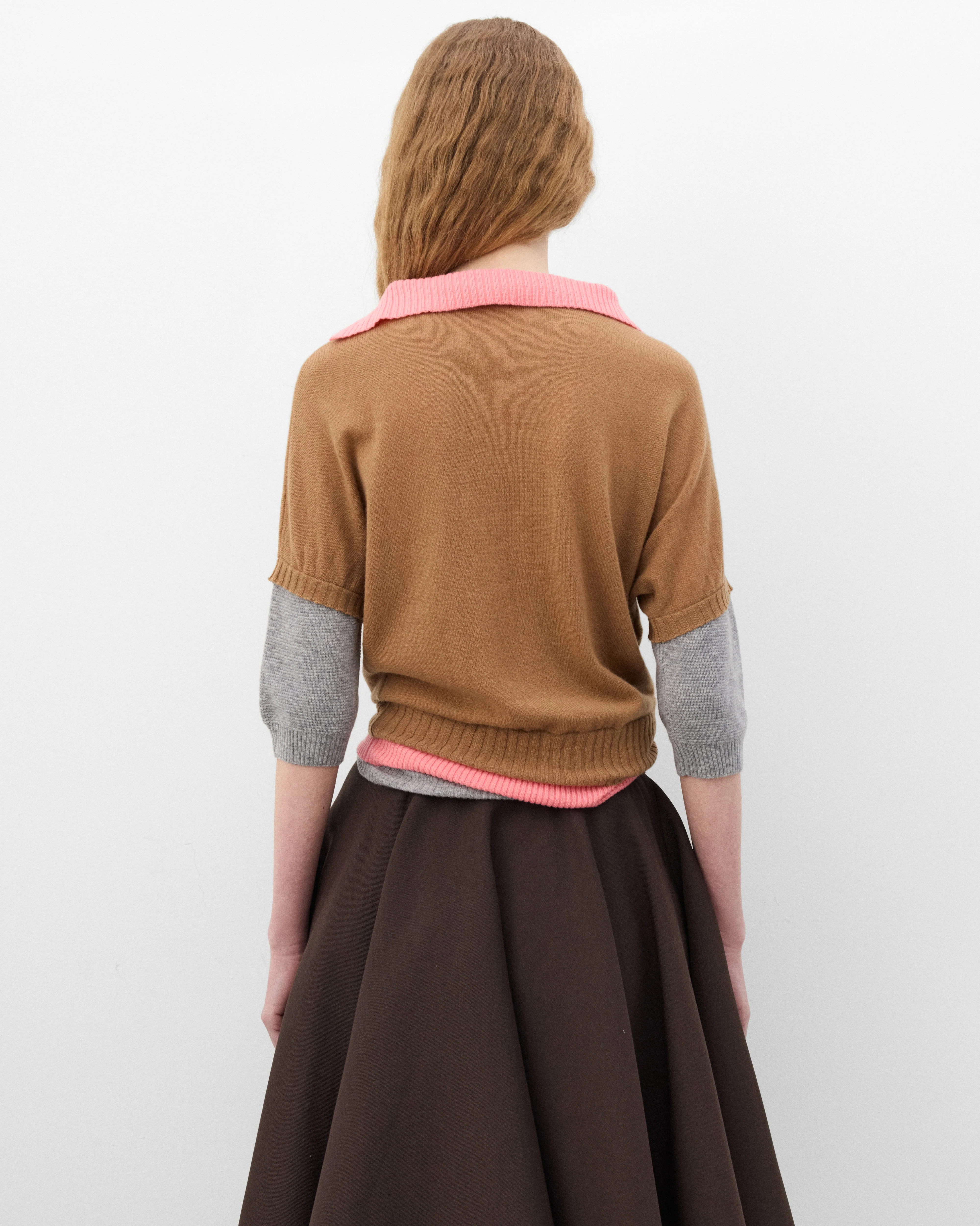 August Barron - Women's Triple Sweater - (Beige/Coral/Grey) - Image 5