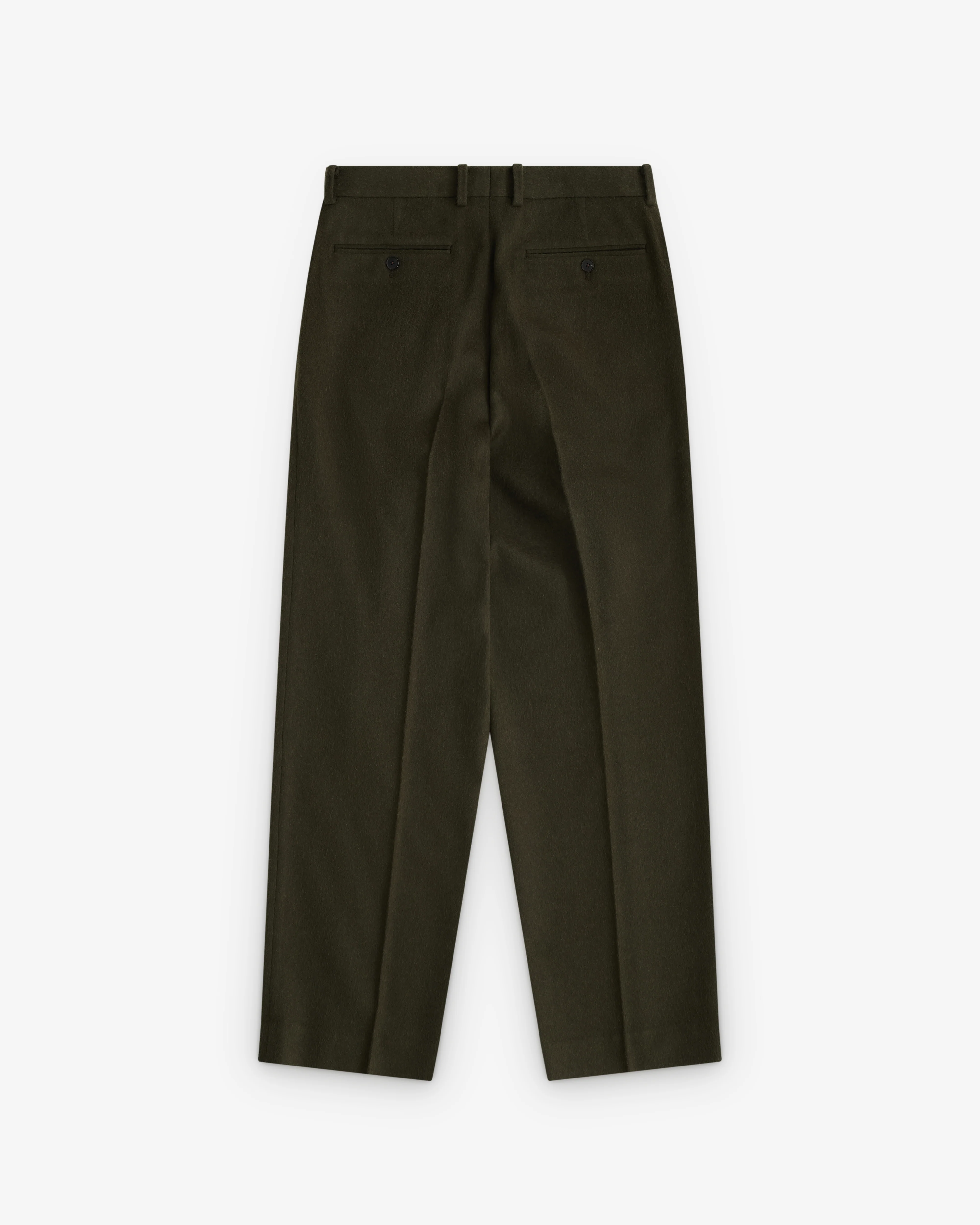 Auralee - Men's Baby Camel Flannel Two-Tuck Slacks - (Dark Olive) - Image 2