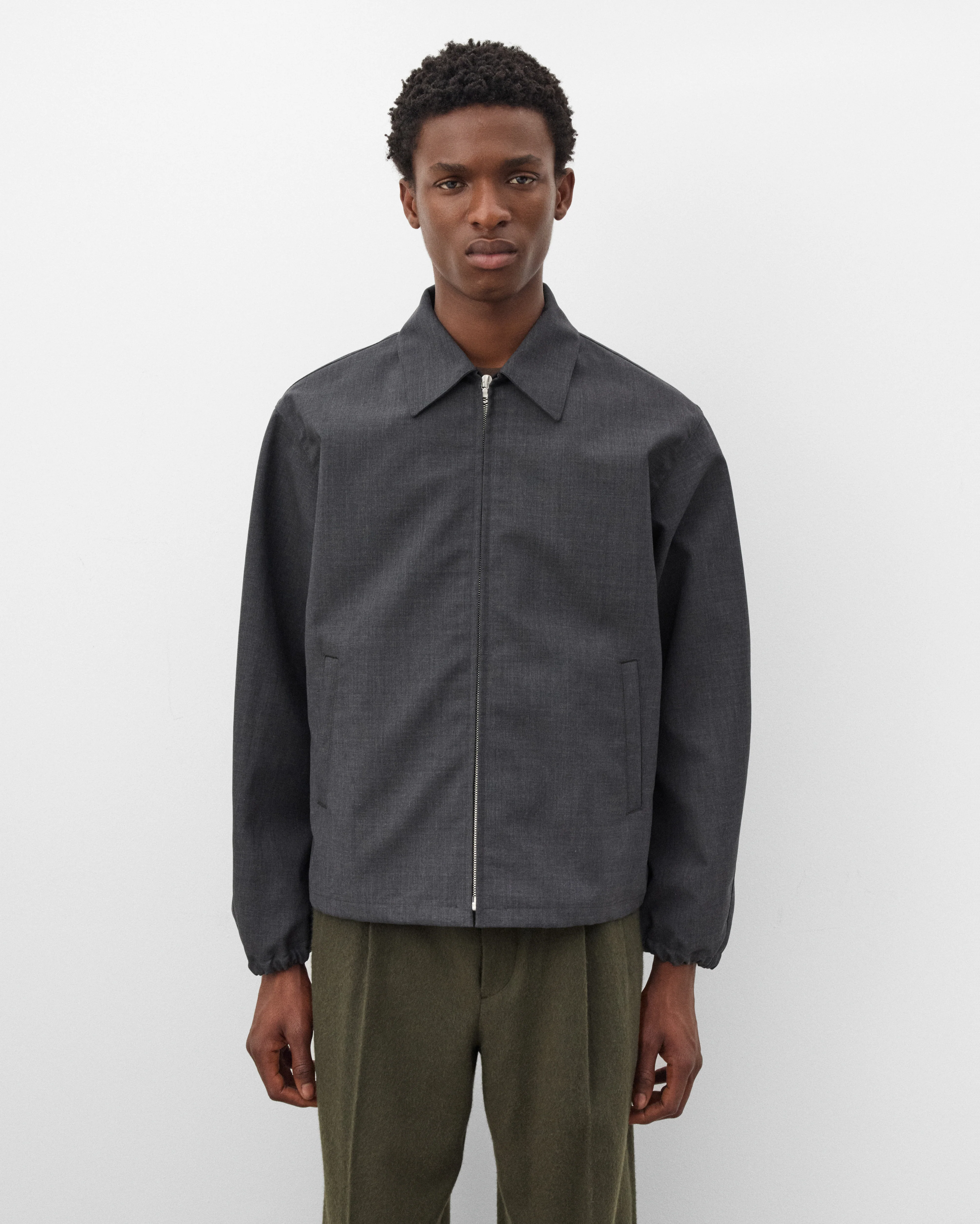 Auralee - Men's Bonded Tropical Wool Zip Blouson - (Top Charcoal) - Image 3