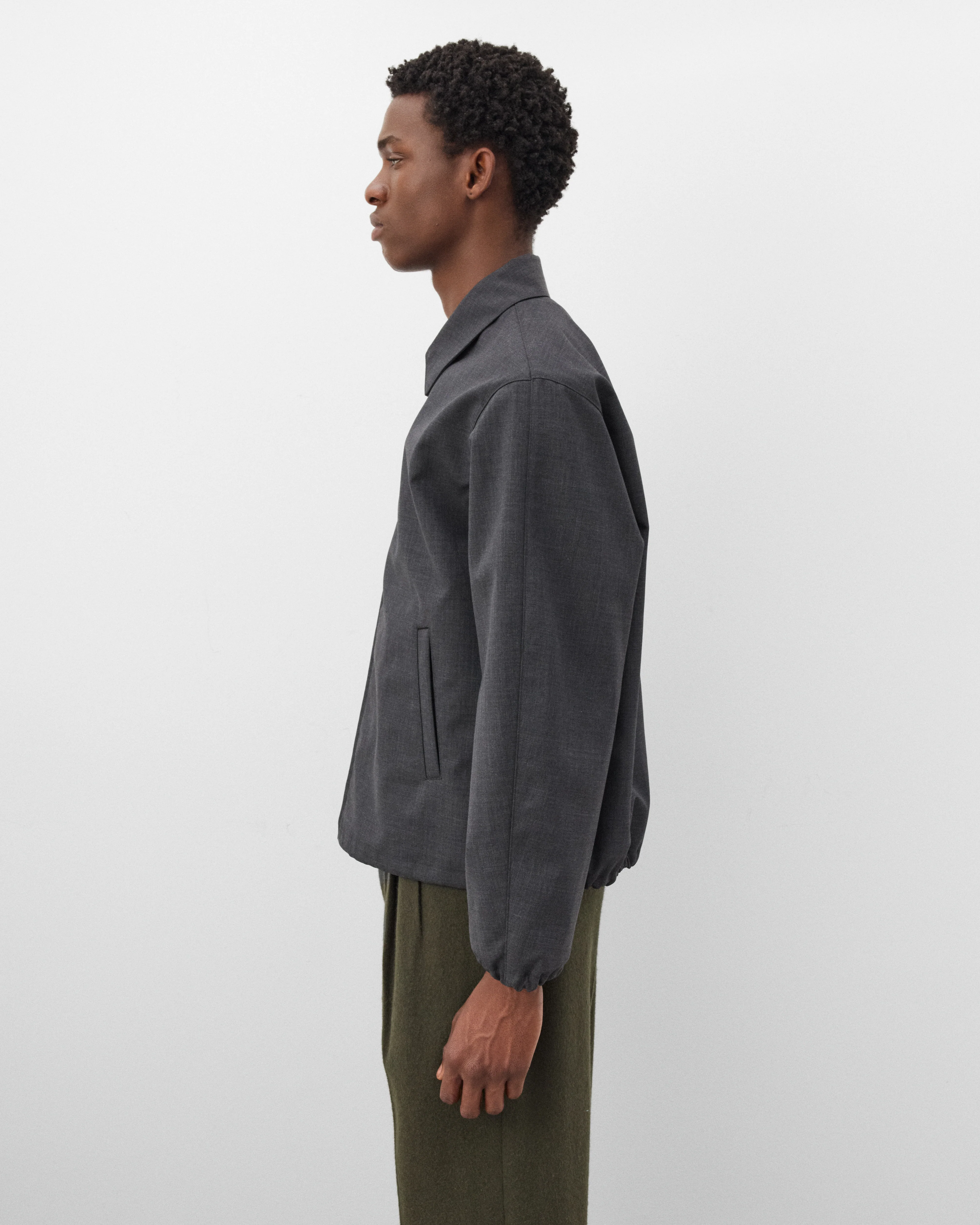 Auralee - Men's Bonded Tropical Wool Zip Blouson - (Top Charcoal) - Image 4