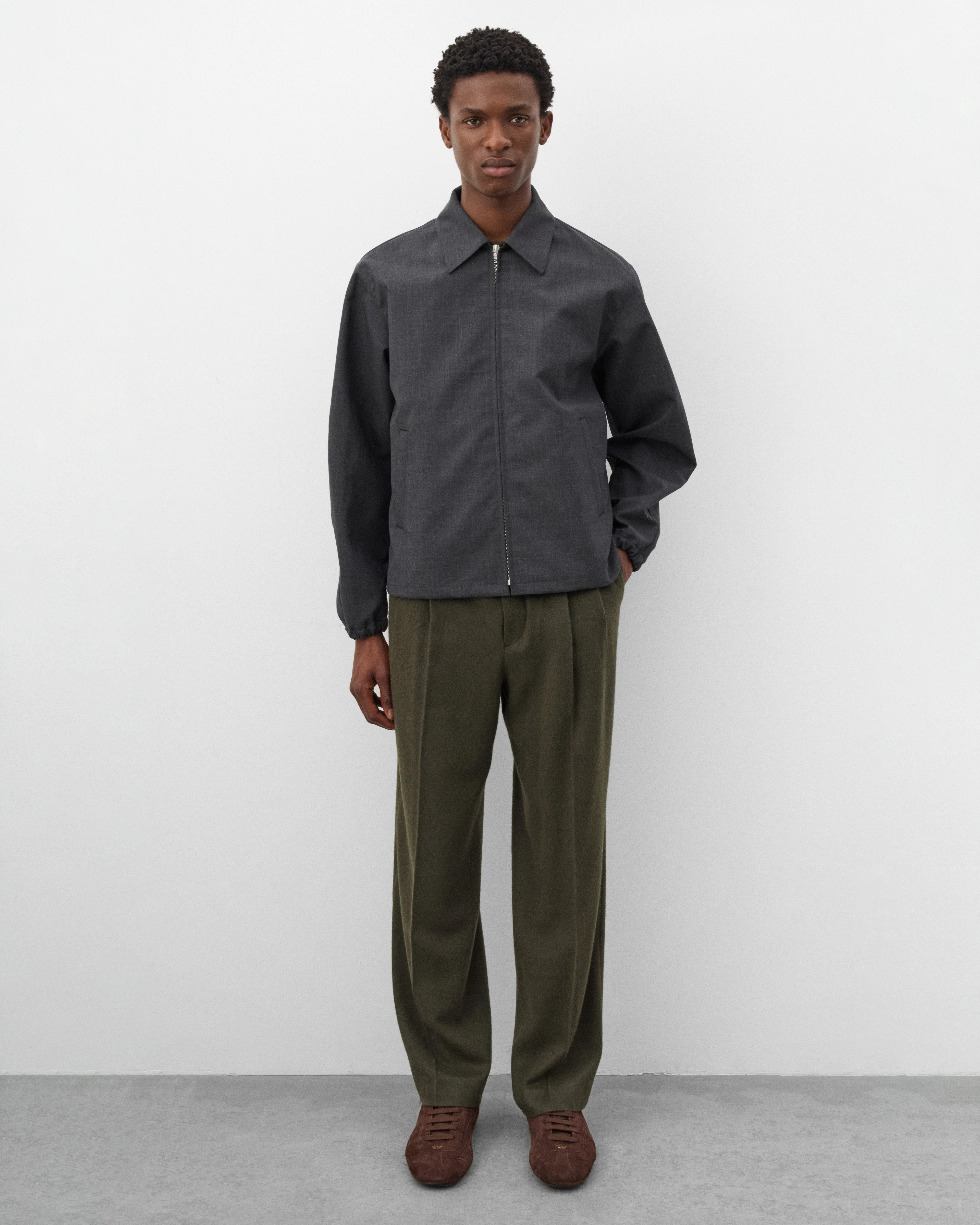 Auralee - Men's Bonded Tropical Wool Zip Blouson - (Top Charcoal) - Image 6