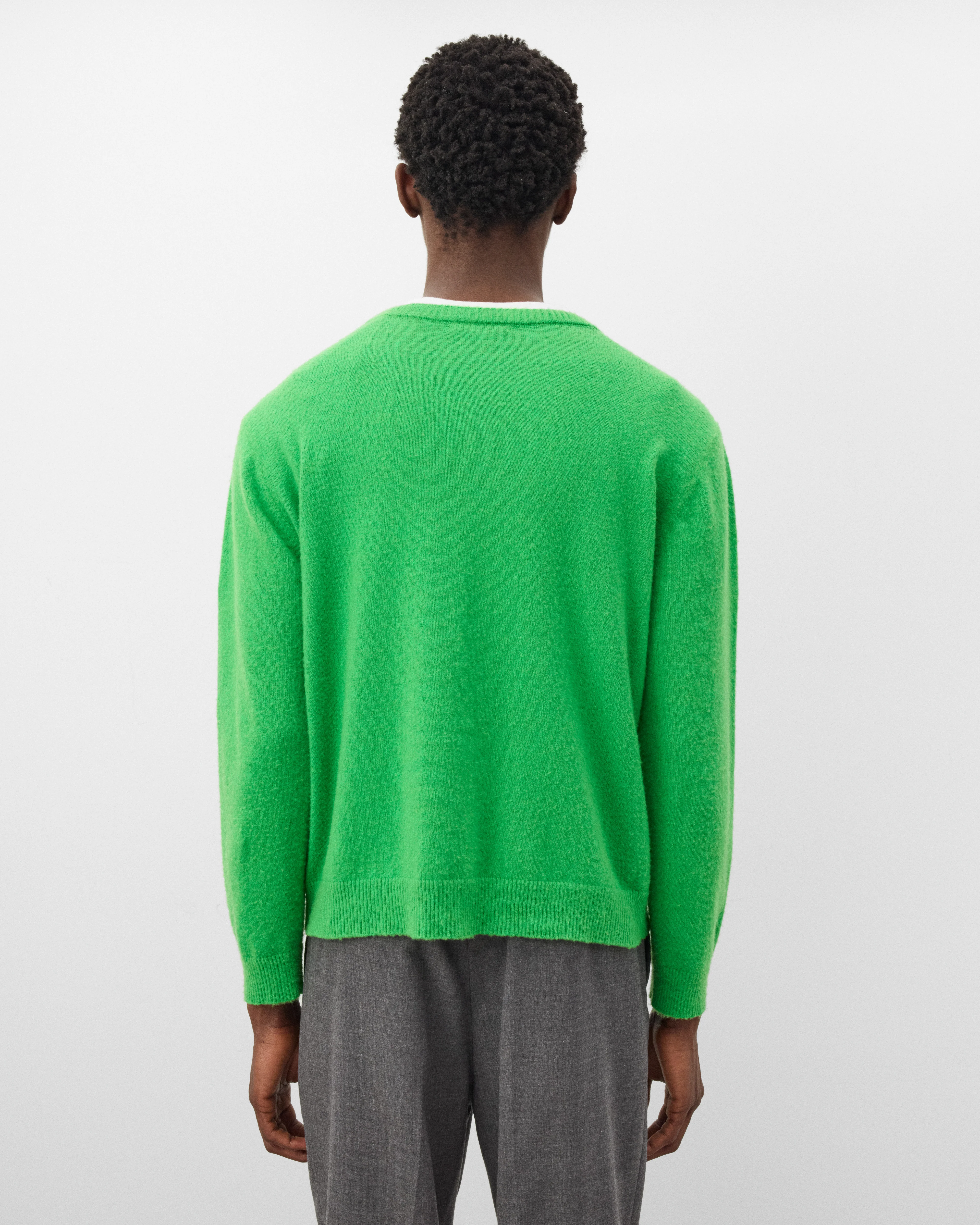 Auralee - Men's Brushed Cashmere Cotton Knit - (Green) - Image 5