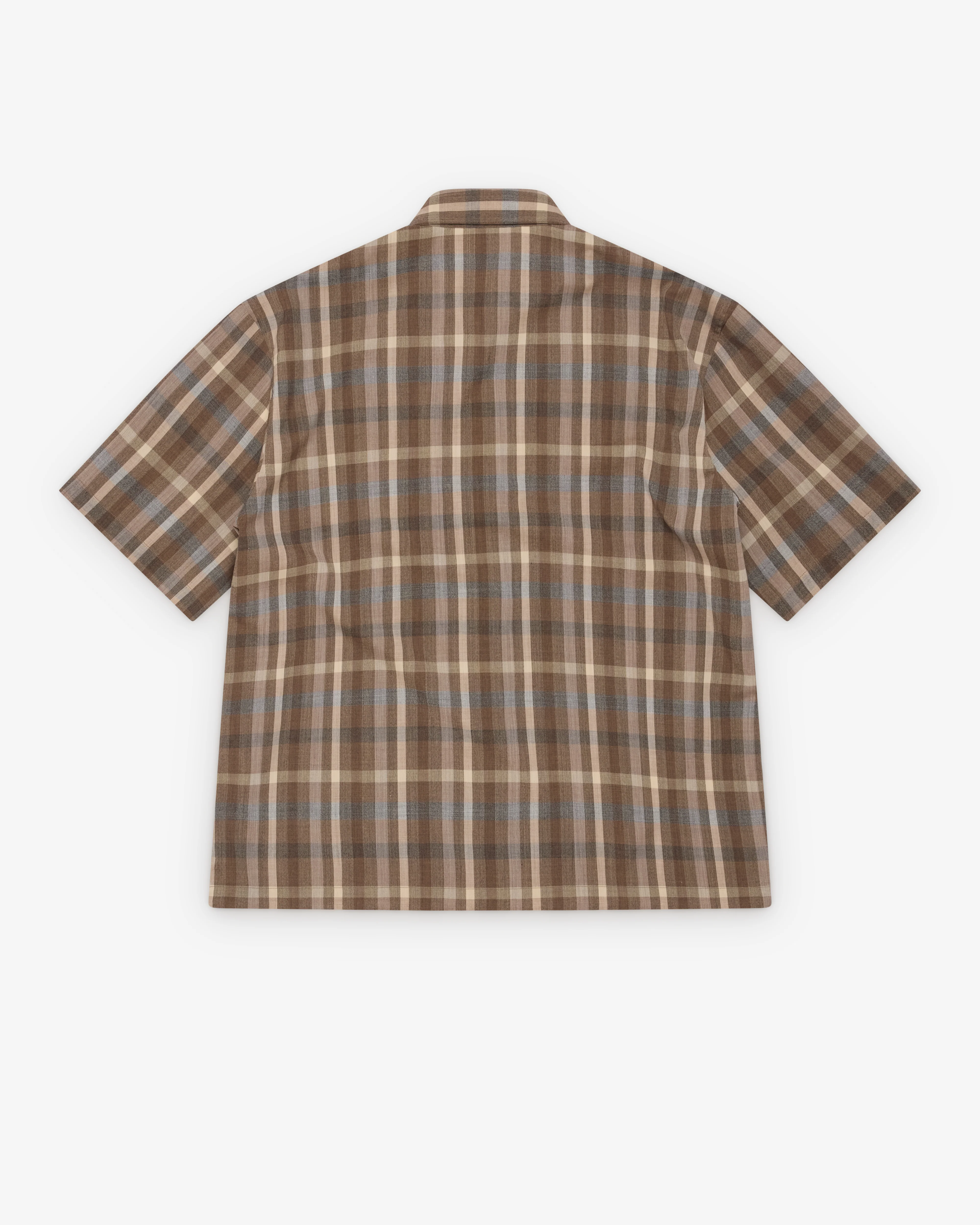 Auralee - Men's Fine Tropical Wool Check Shirt - (Brown) - Image 2