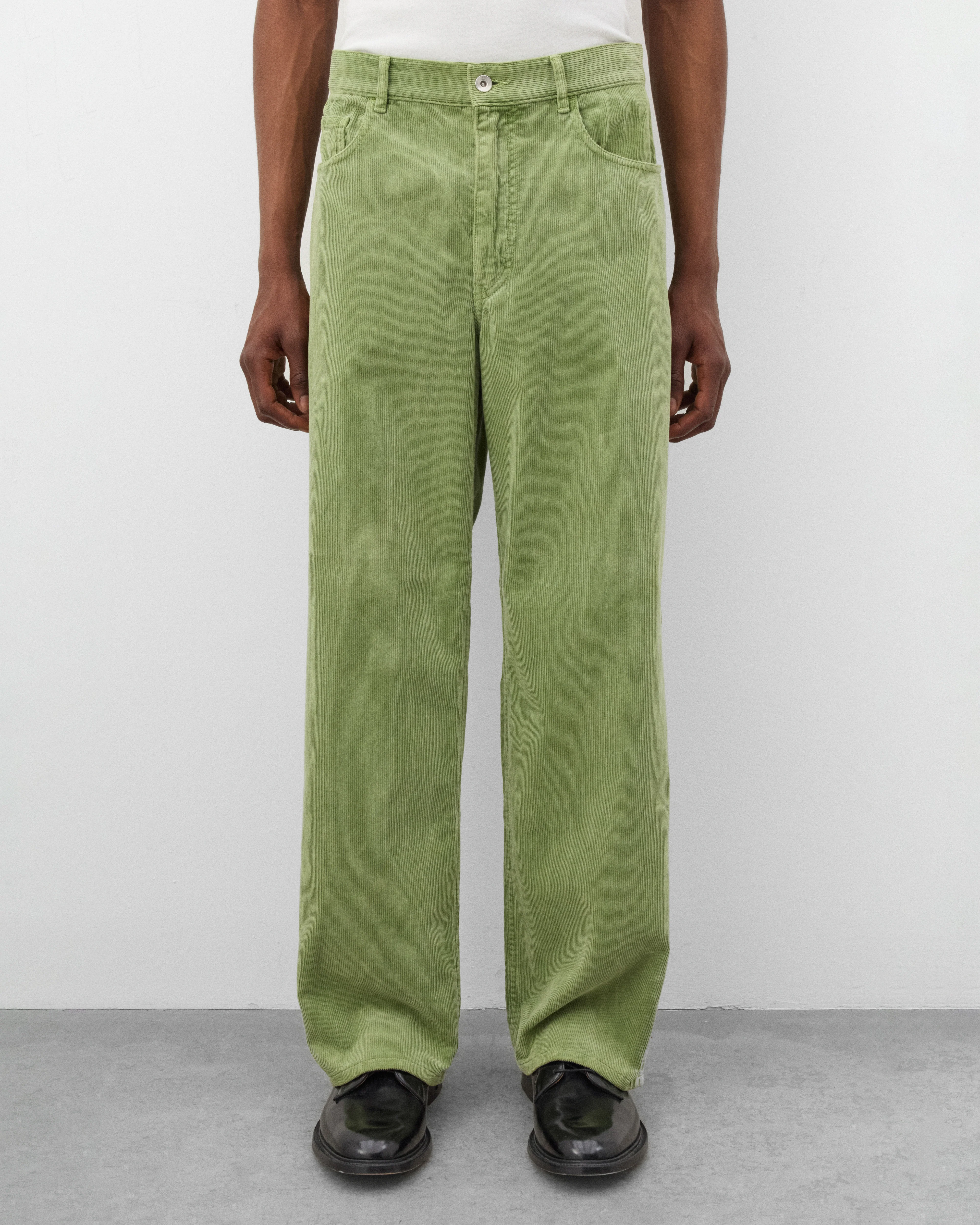Auralee - Men's Finx Corduroy 5P Wide Pants - (Dusty Green) - Image 3