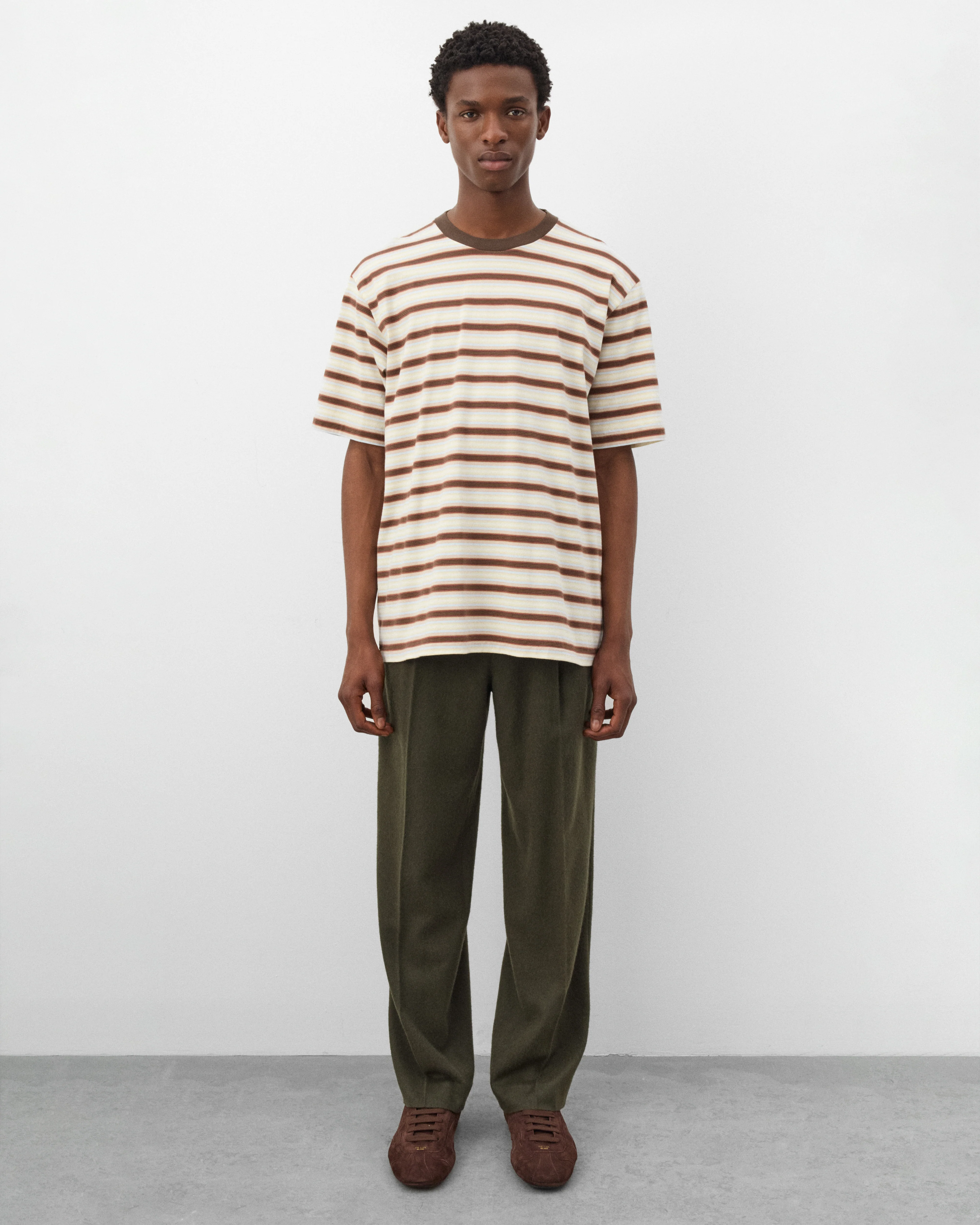 Auralee - Men's Gradient Stripe Jersey Tee - (Fade Brown Stripe) - Image 6