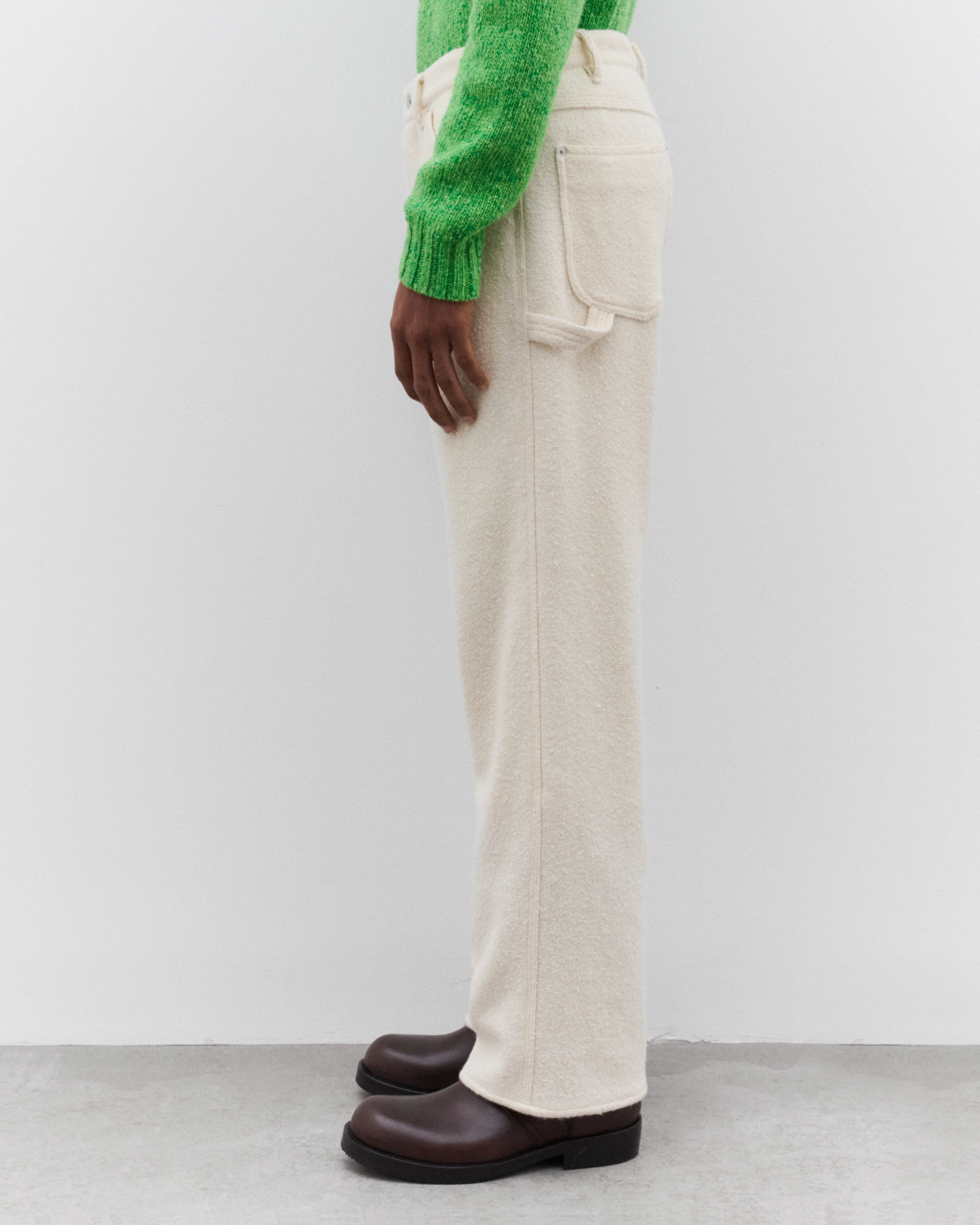 Auralee - Men’s Homespun Tweed Painter Pants - (Ivory White) - Image 4