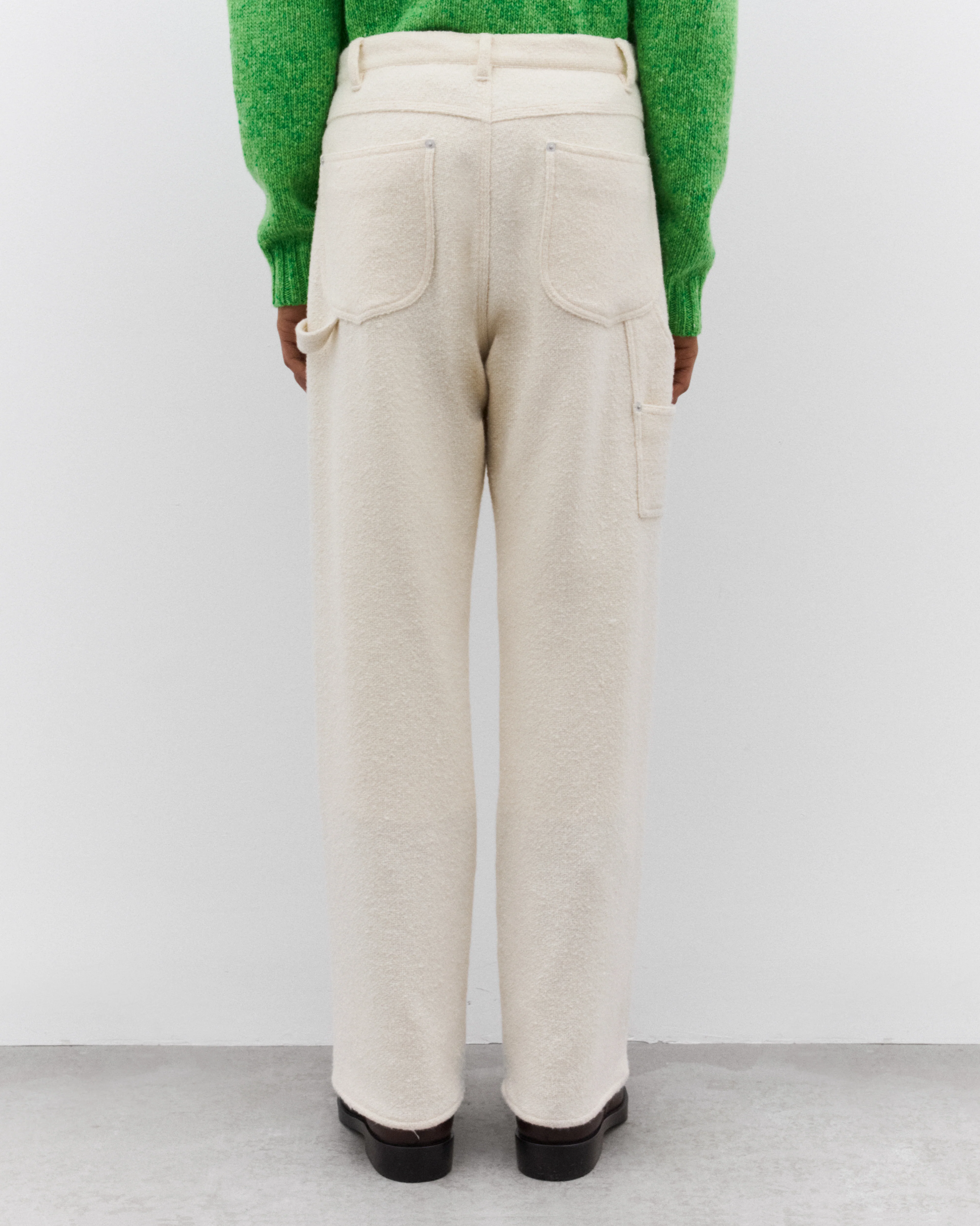 Auralee - Men’s Homespun Tweed Painter Pants - (Ivory White) - Image 5