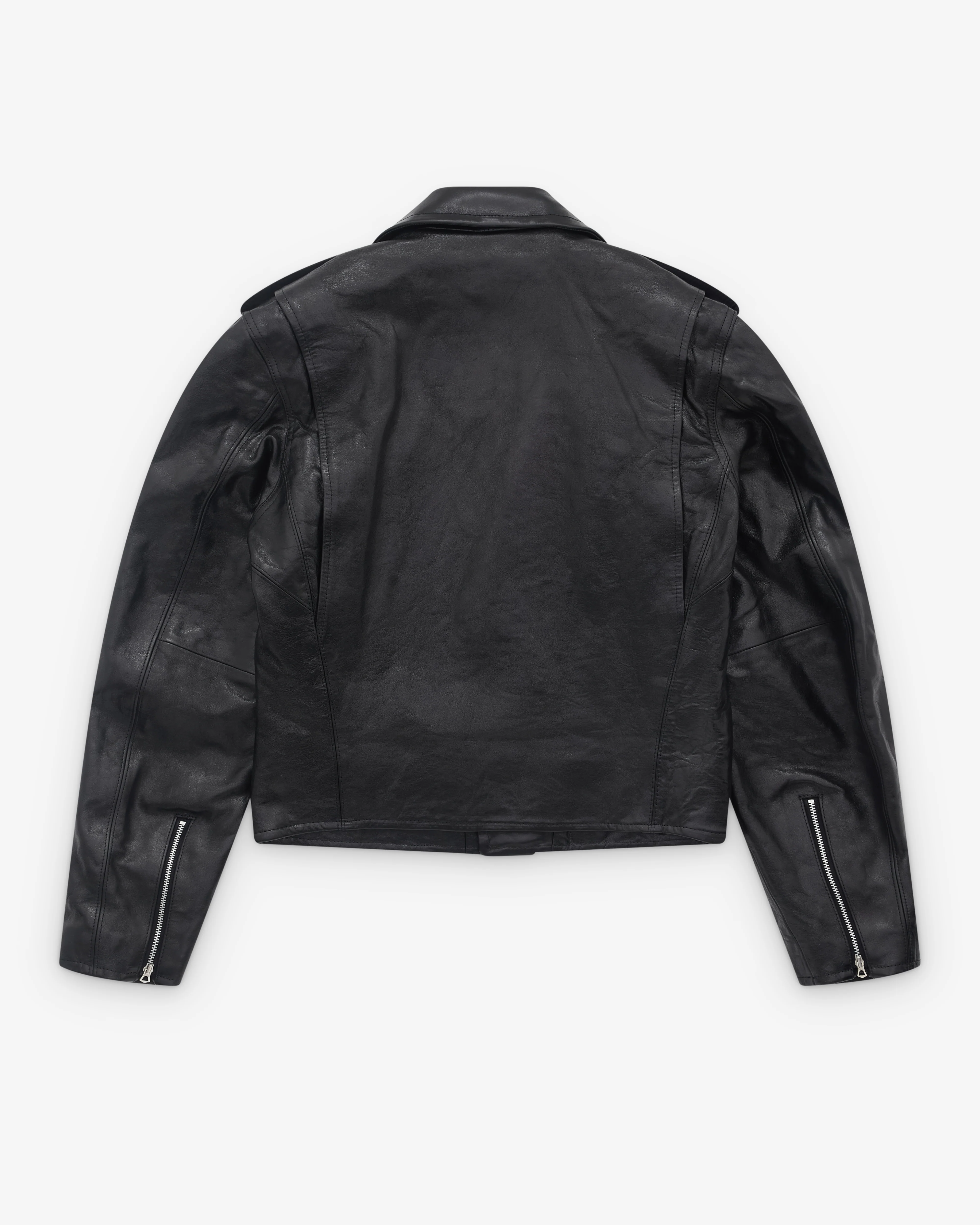 Auralee - Men's Lamb Leather Riders Jacket - (Black) - Image 2