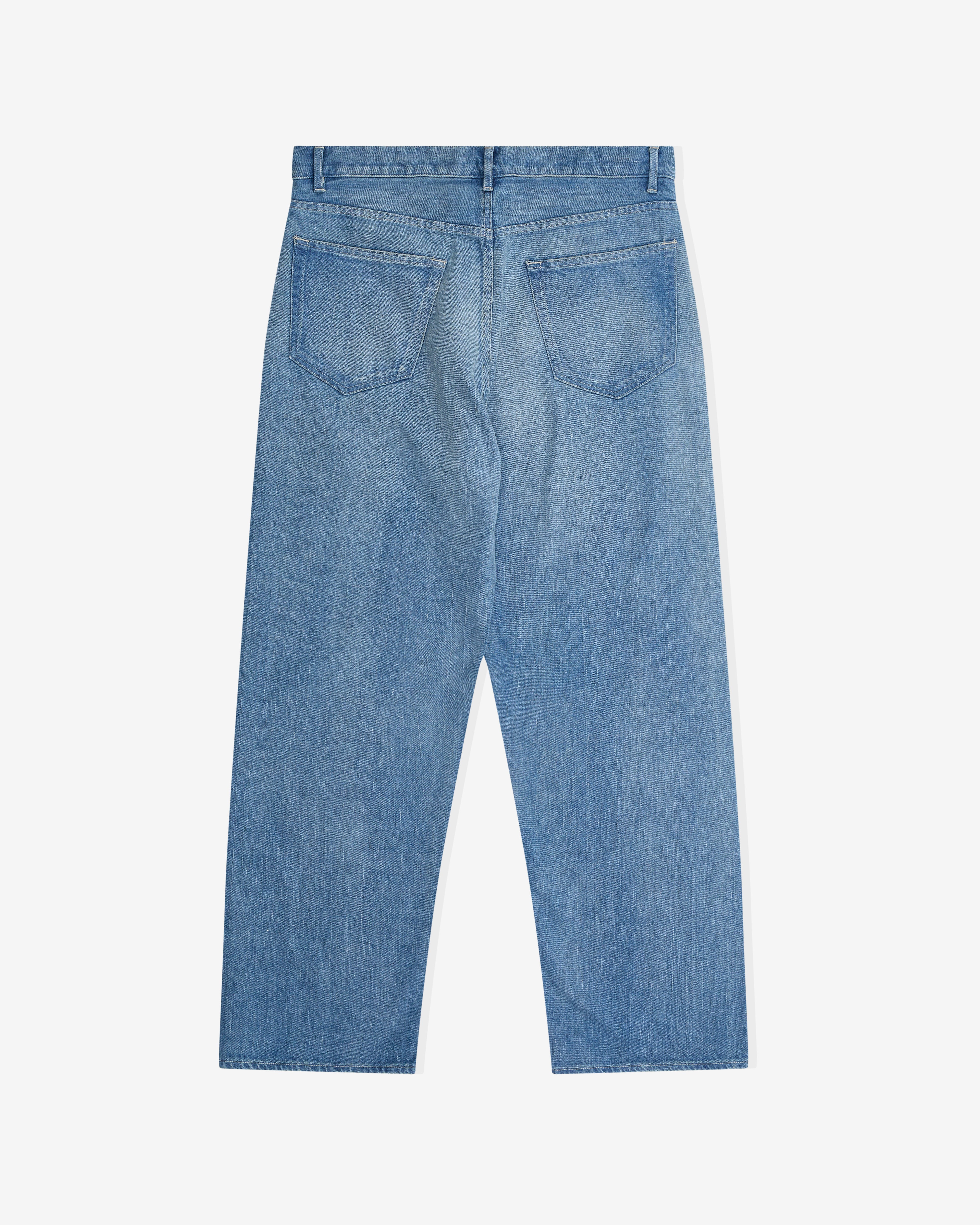 Auralee - Men’s Selvedge Faded Light Denim Jeans - (Light Indigo) - Image 2