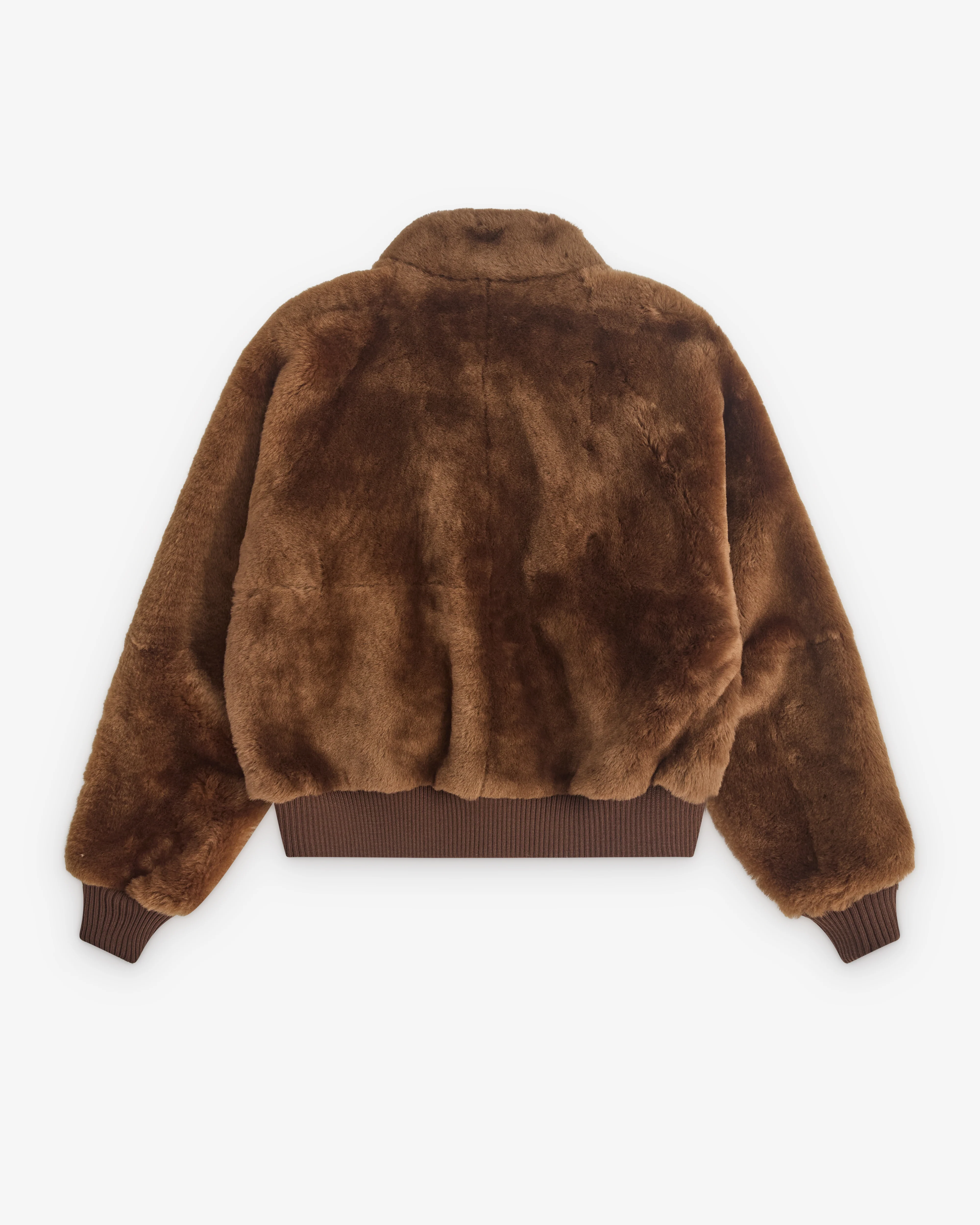 Auralee - Men’s Straight Merino Mouton Zip Blouson - (Brown) - Image 2