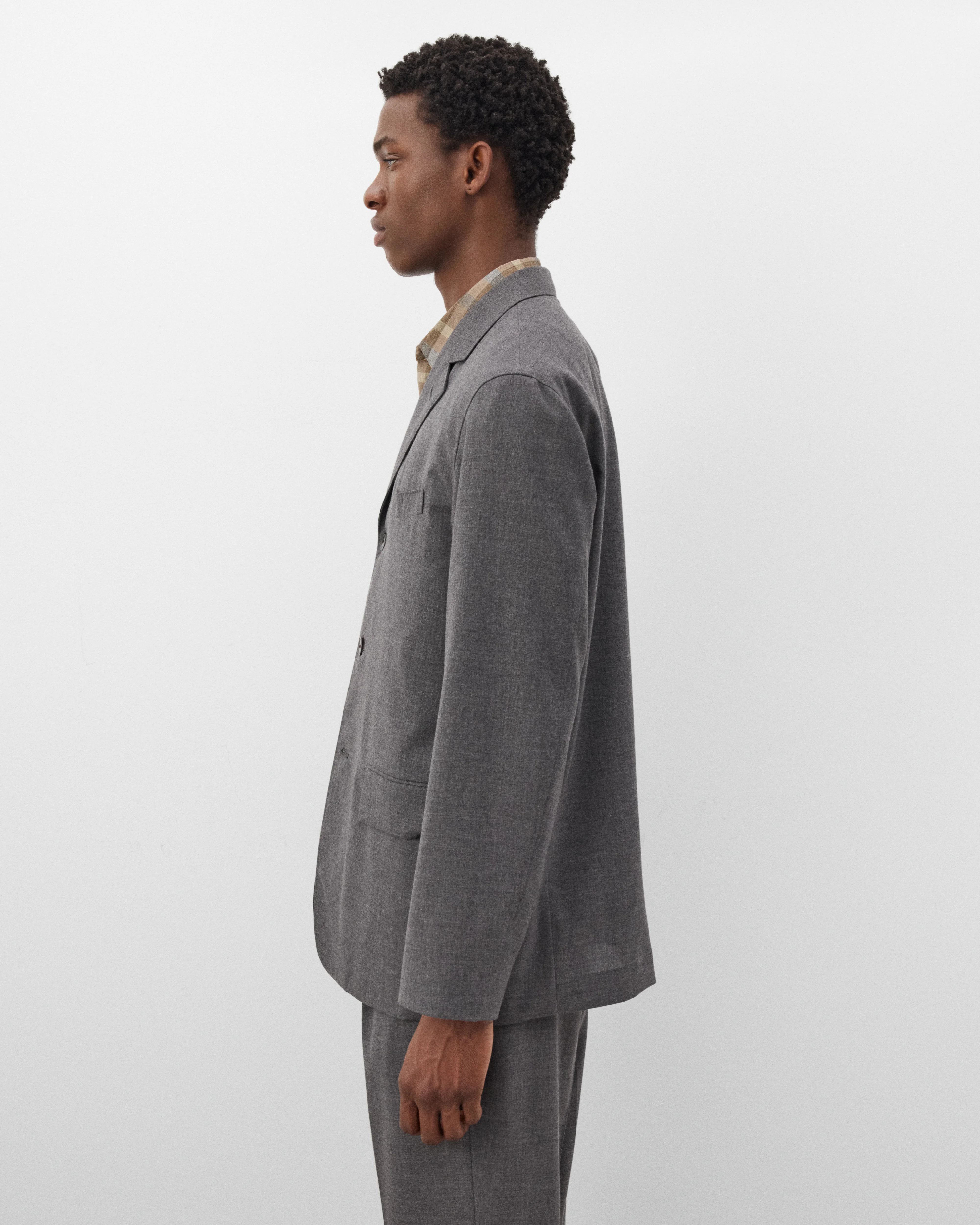 Auralee - Men's Summer Twist Cashmere Jacket - (Charcoal) - Image 4