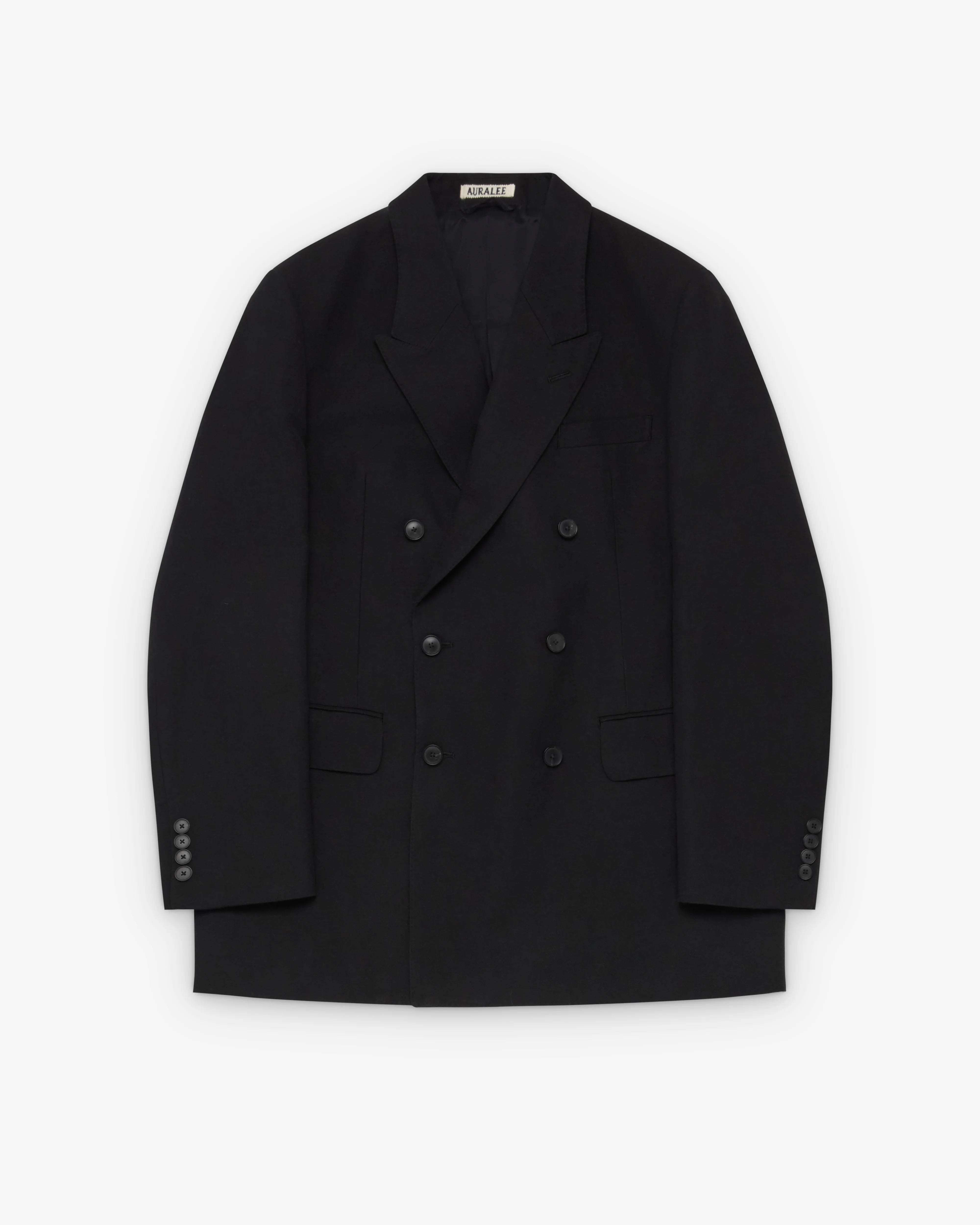 Auralee - Men's Wool Cotton Linen Ox Double-Breasted Blazer - (Black)