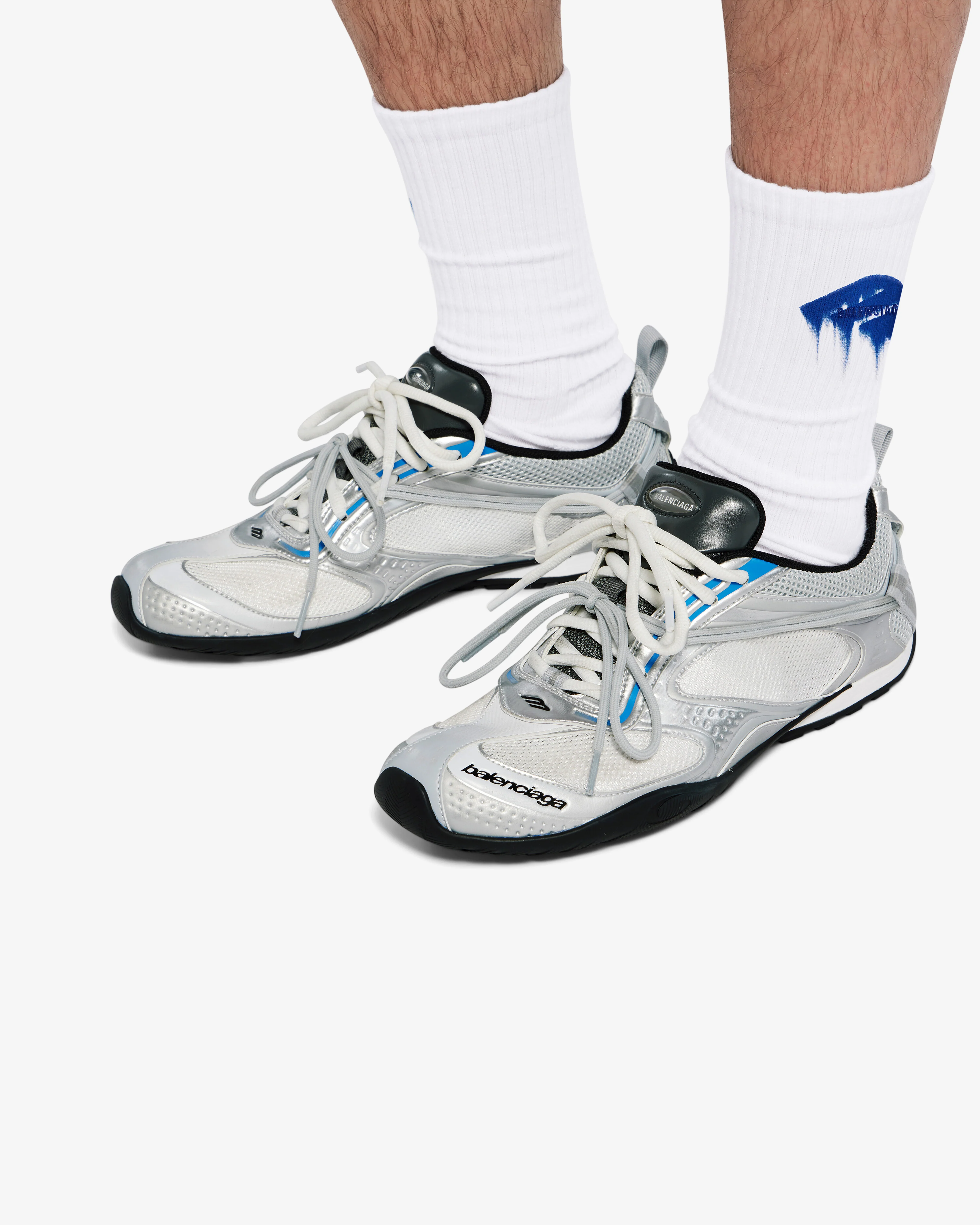 Balenciaga - Men's Radar Gradient Line Trainers - (White/Grey) - Image 3