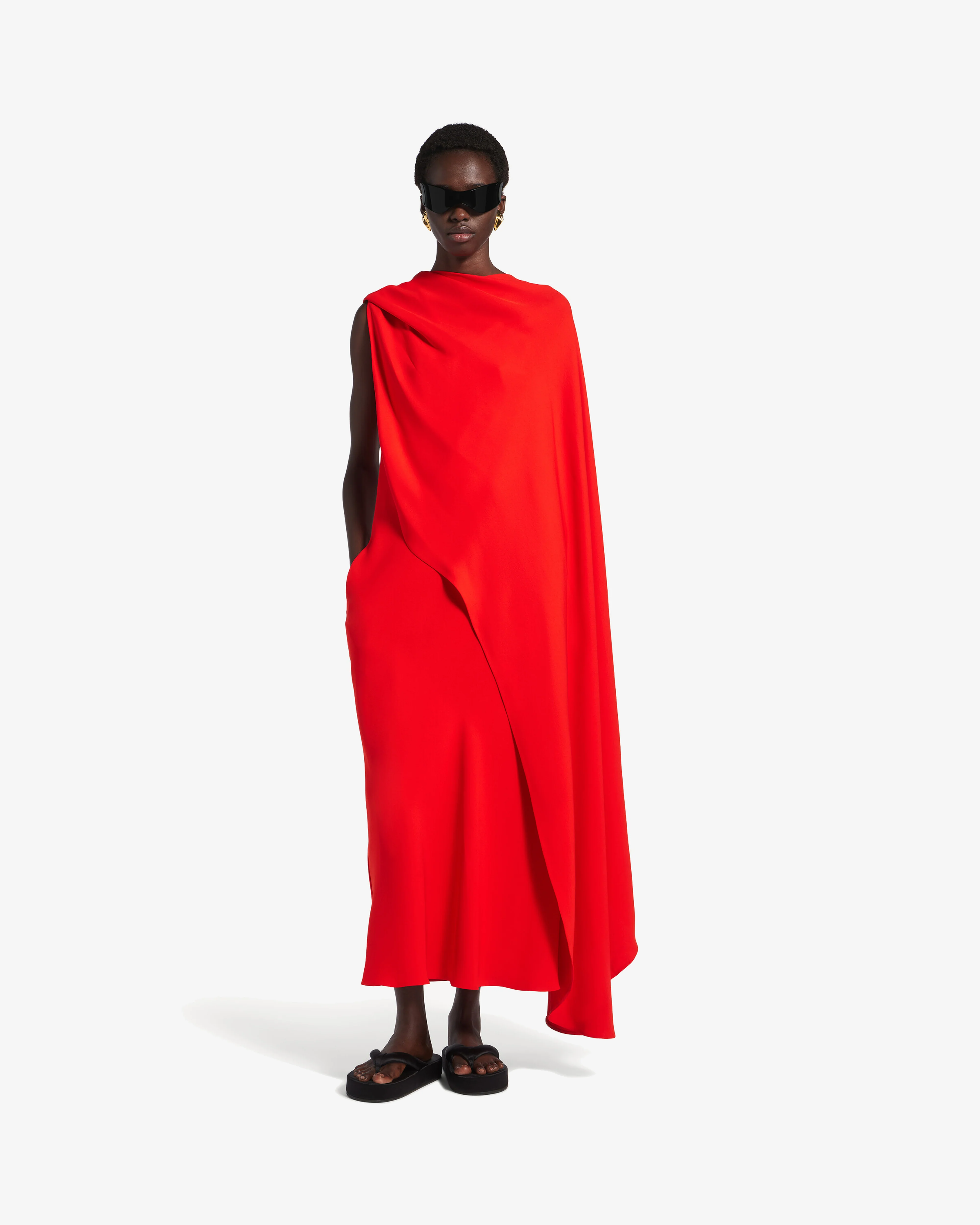Balenciaga - Women's Draped Dress - (Red) - Image 2