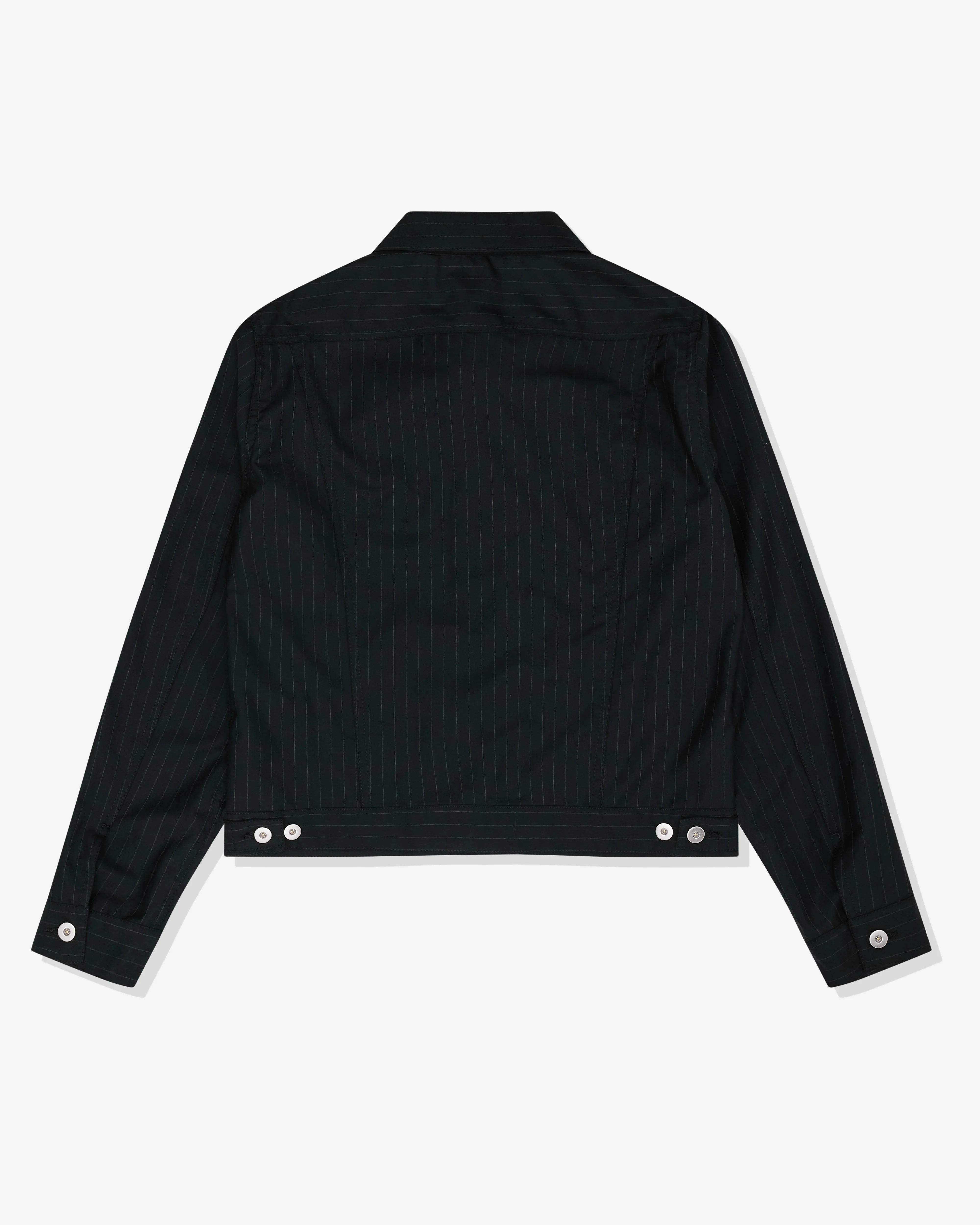 Black Comme des Garçons - Unisex Pinstripe Trucker Shirt - (Black/White) - Image 2