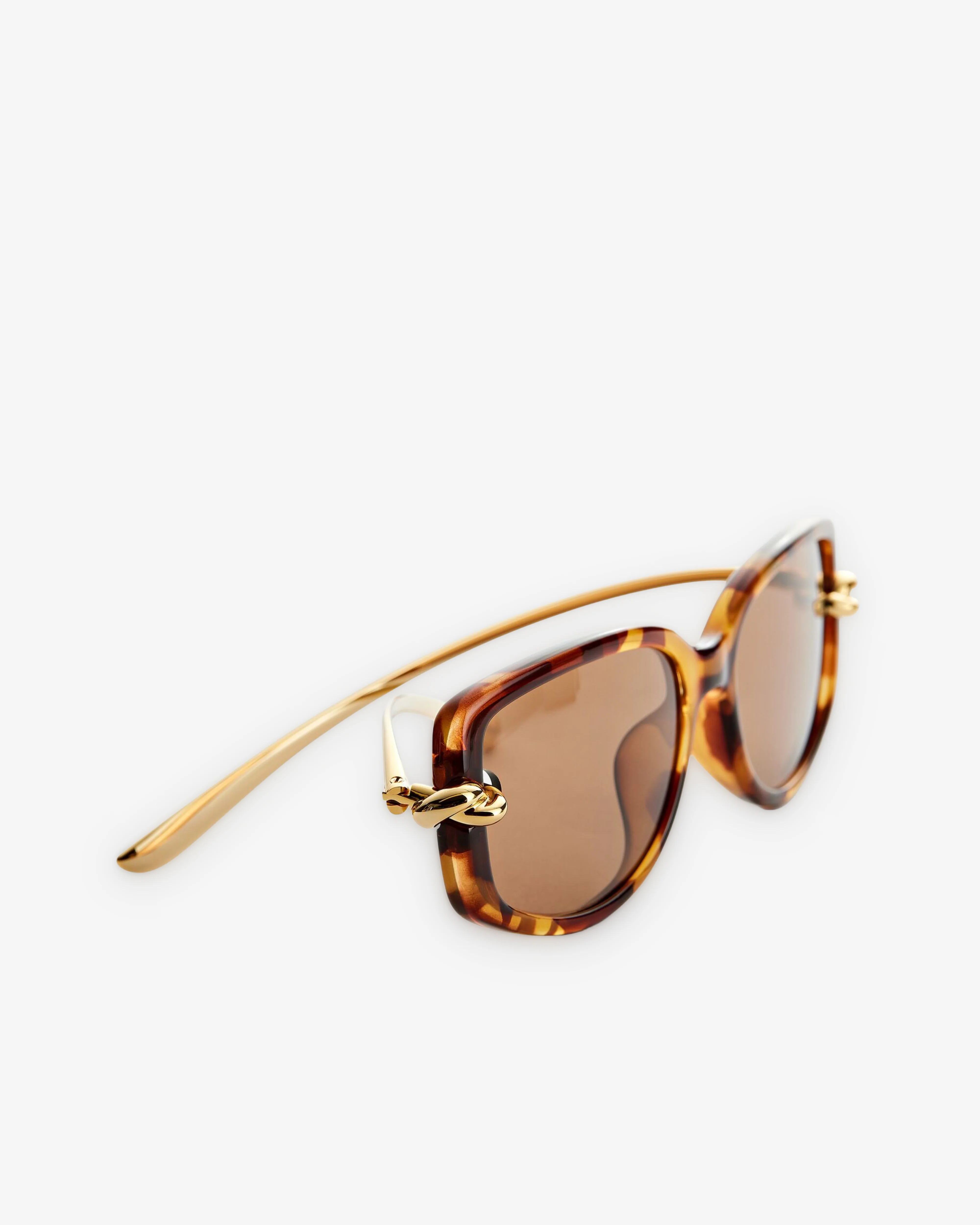 Bottega Veneta - Knot Rectangular Sunglasses - (Havana / Brown) - Image 2