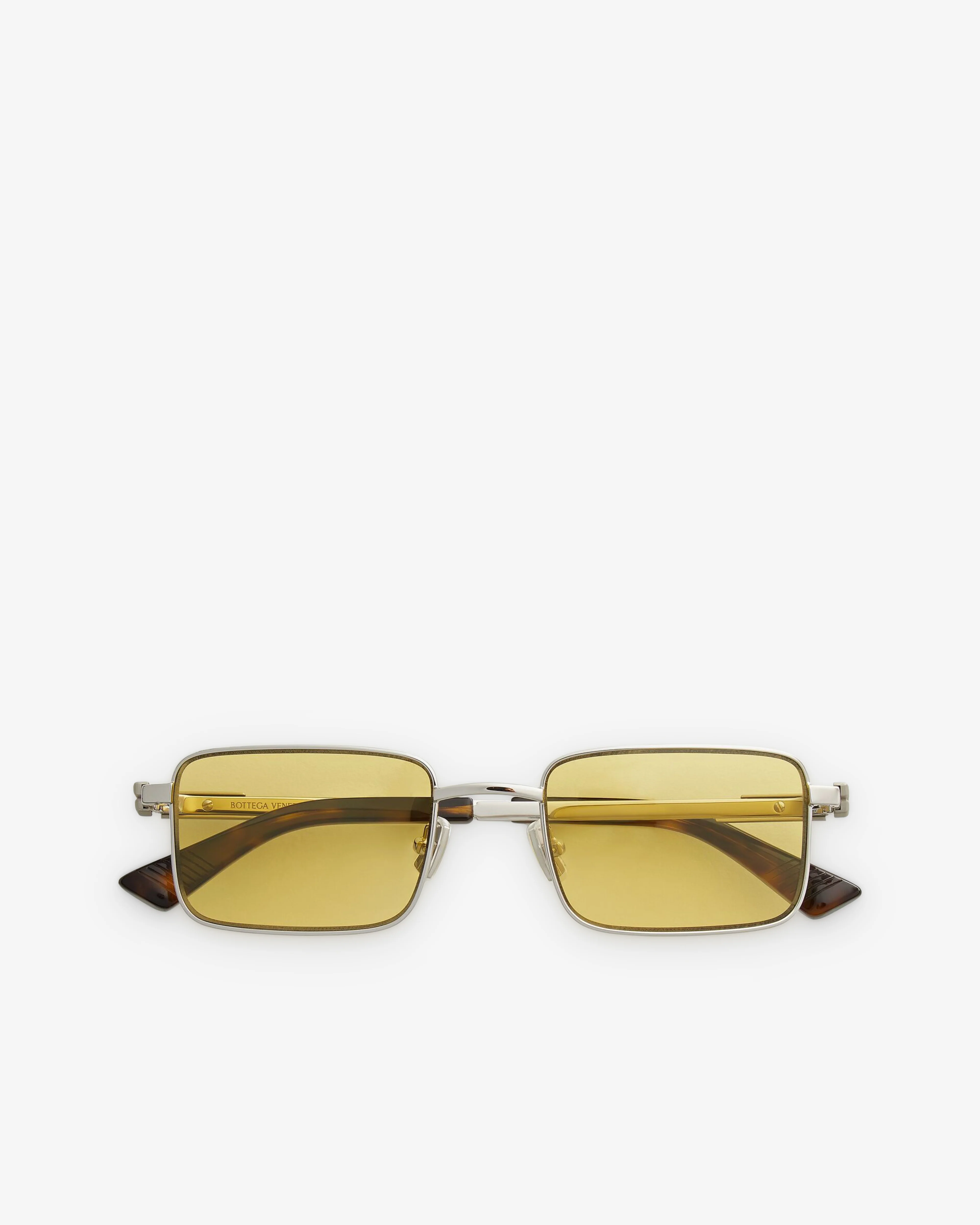 Bottega Veneta - Classic Rectangular Sunglasses - (Silver / Yellow)