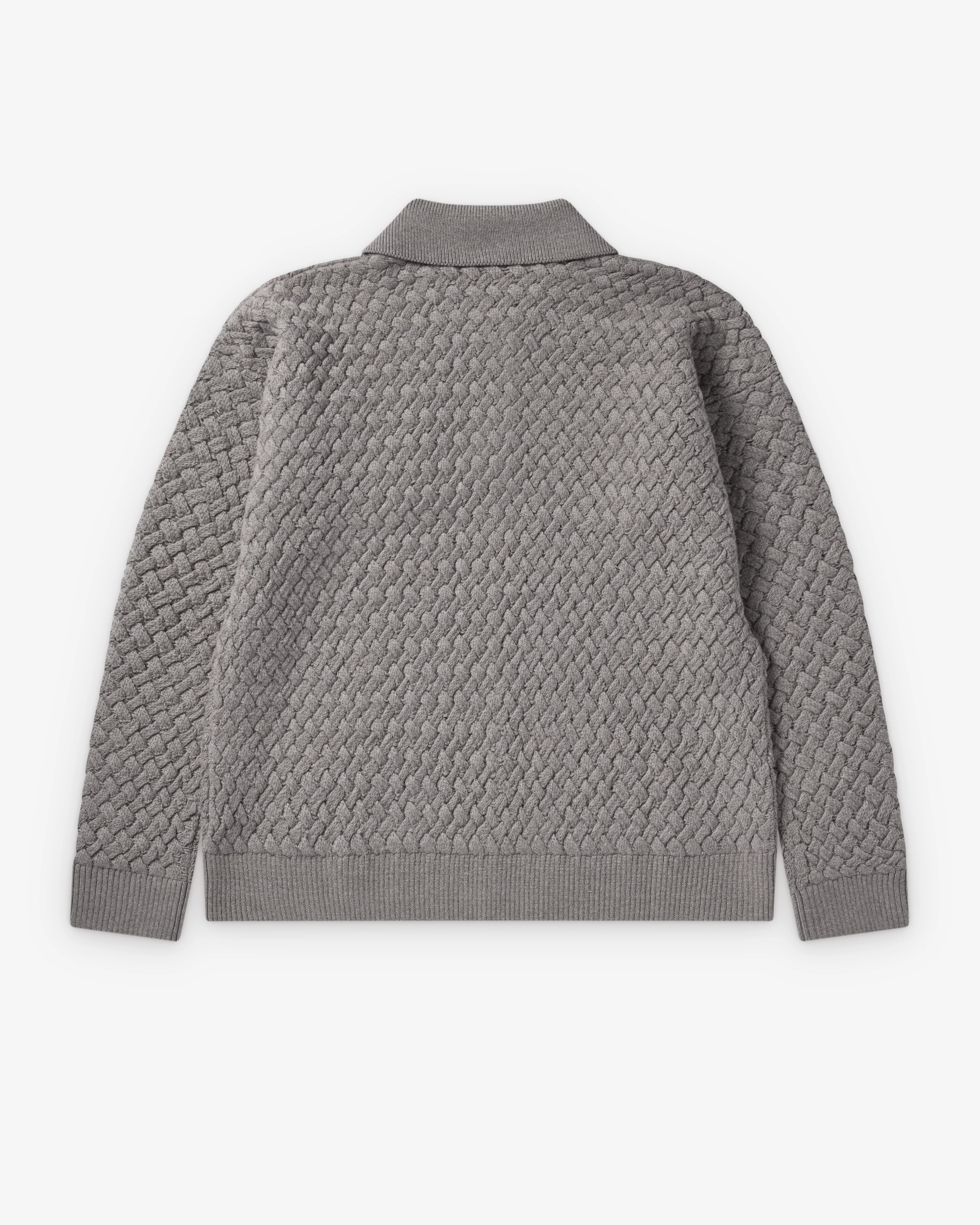 Bottega Veneta - Men's Intrecciato Wool Polo Sweater - (Riverbed Melange) - Image 2