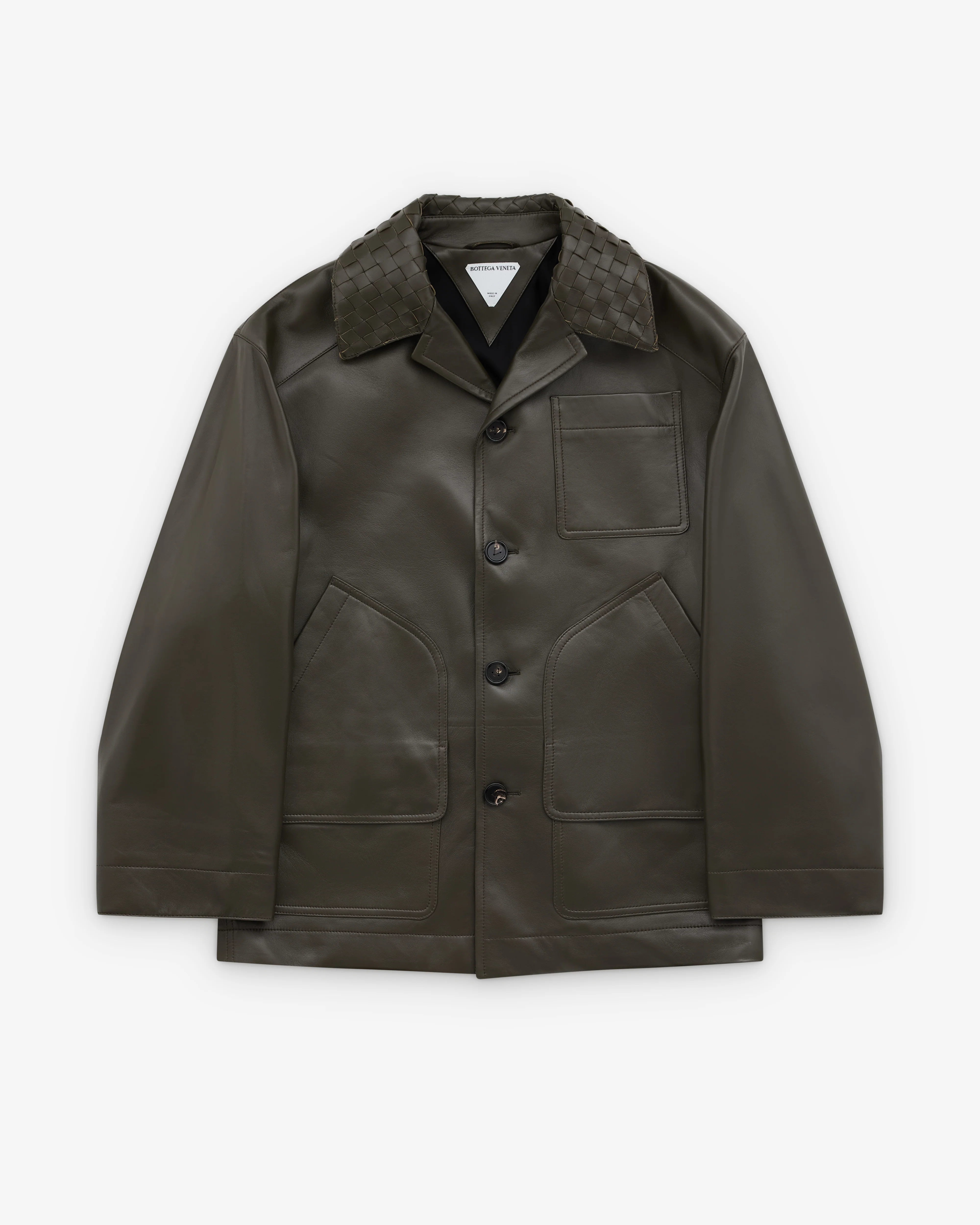 Bottega Veneta - Men's Shiny Leather Jacket - (Deep Moss)