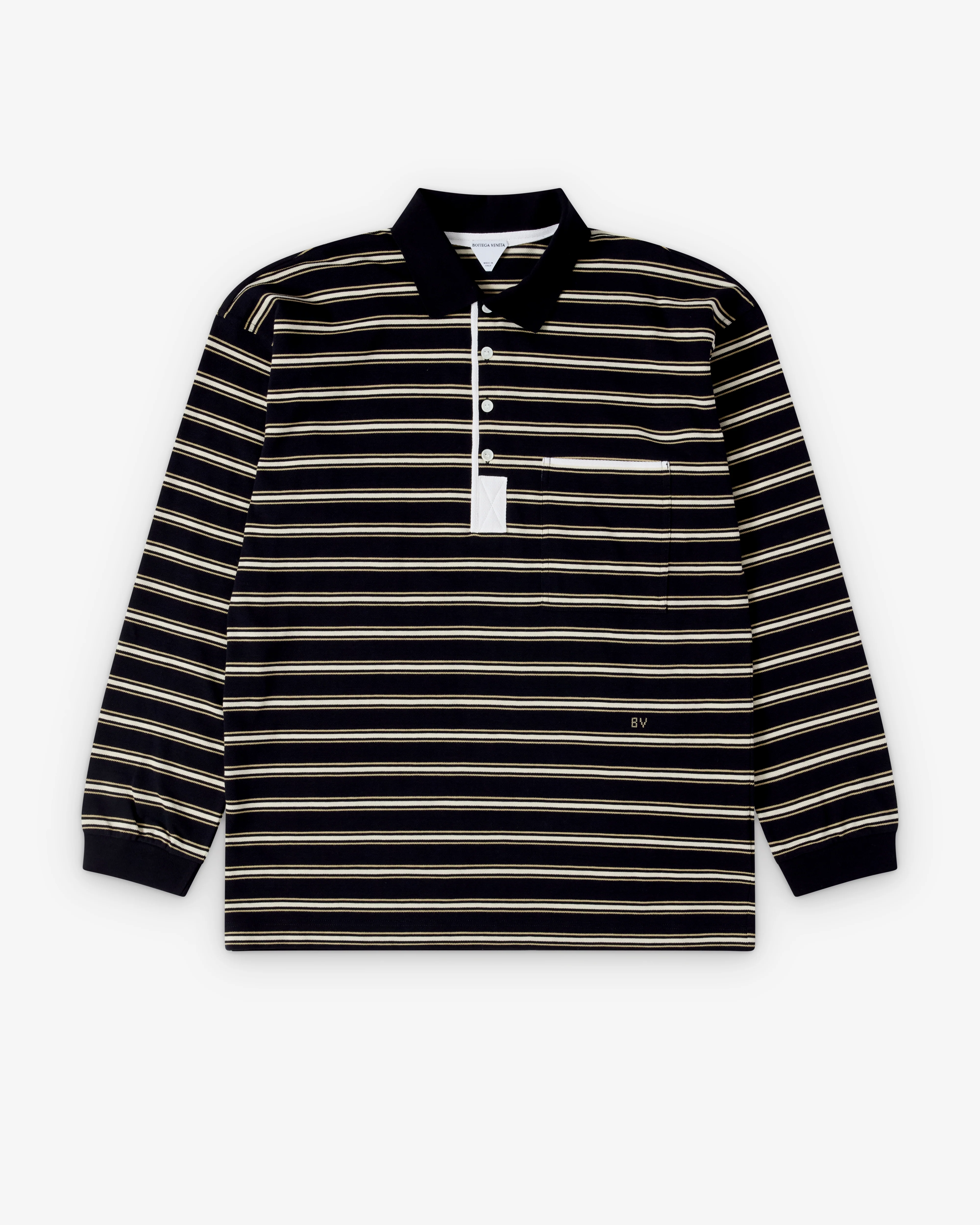 Bottega Veneta - Men's Cotton Piquet Polo - (Night/Beige/Chalk)