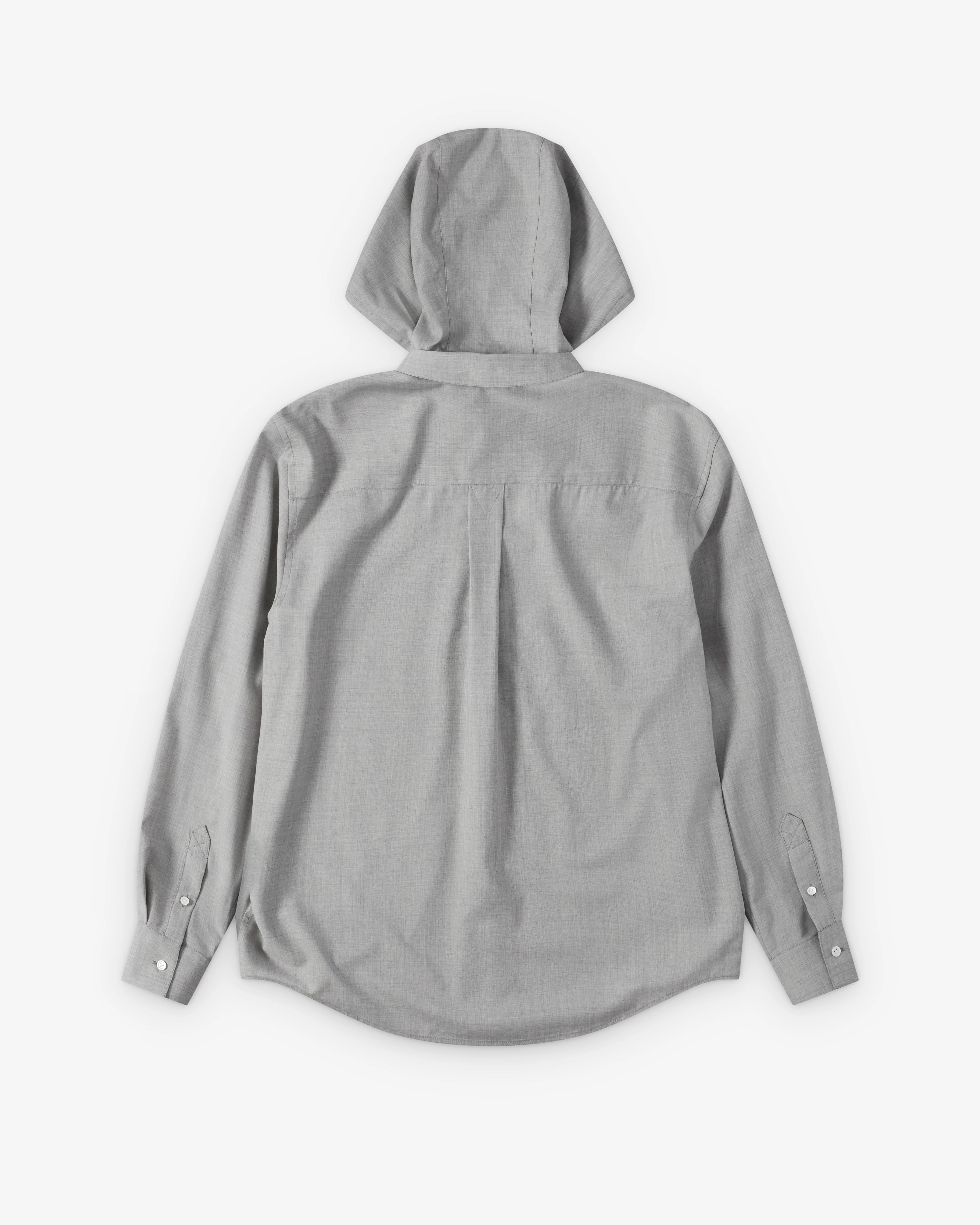 Bottega Veneta - Men's Light Wool Toile Hooded Shirt - (Light Grey Melange) - Image 2