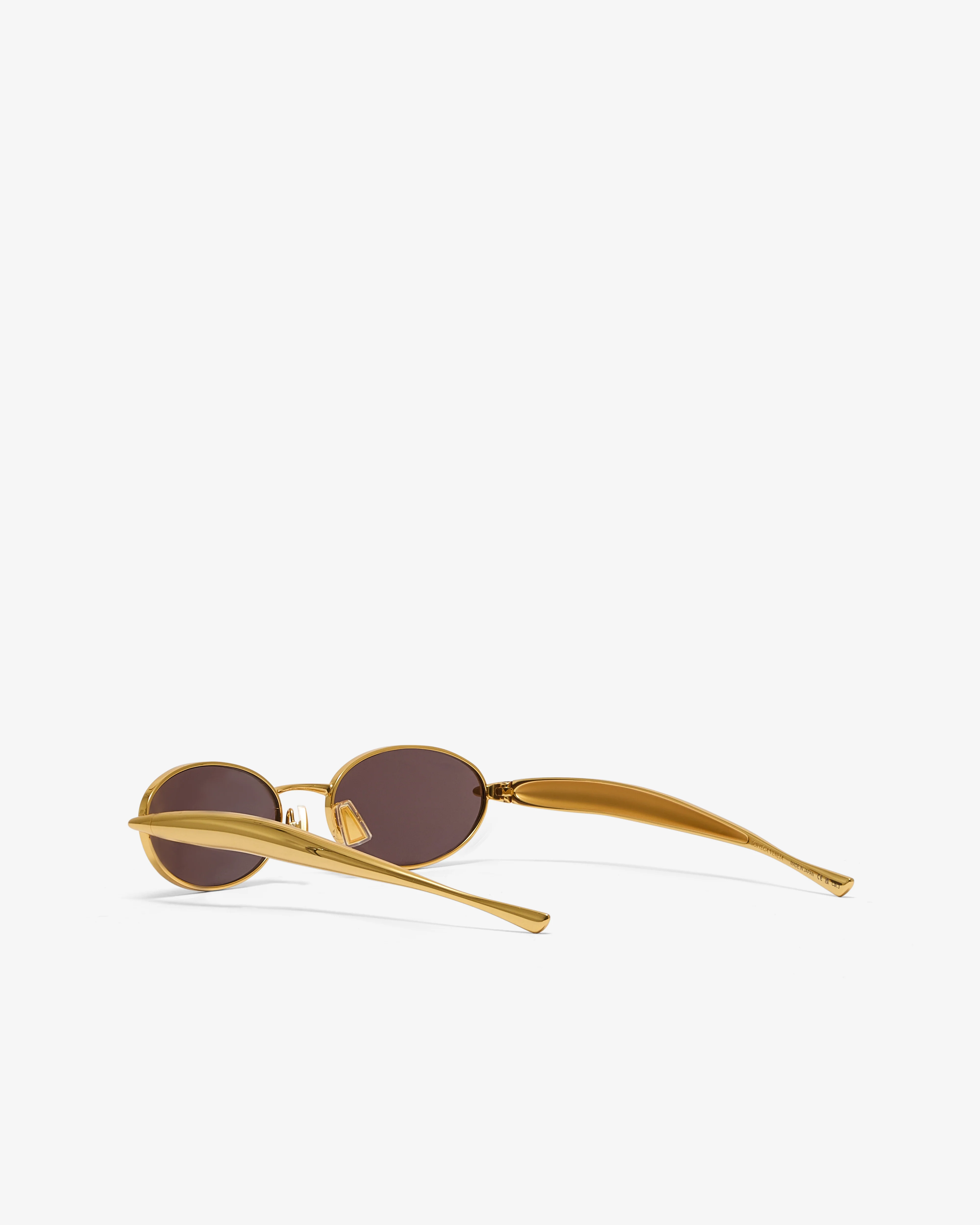 Bottega Veneta - Women's Sardine Oval Sunglasses - (Gold/Grey) - Image 3