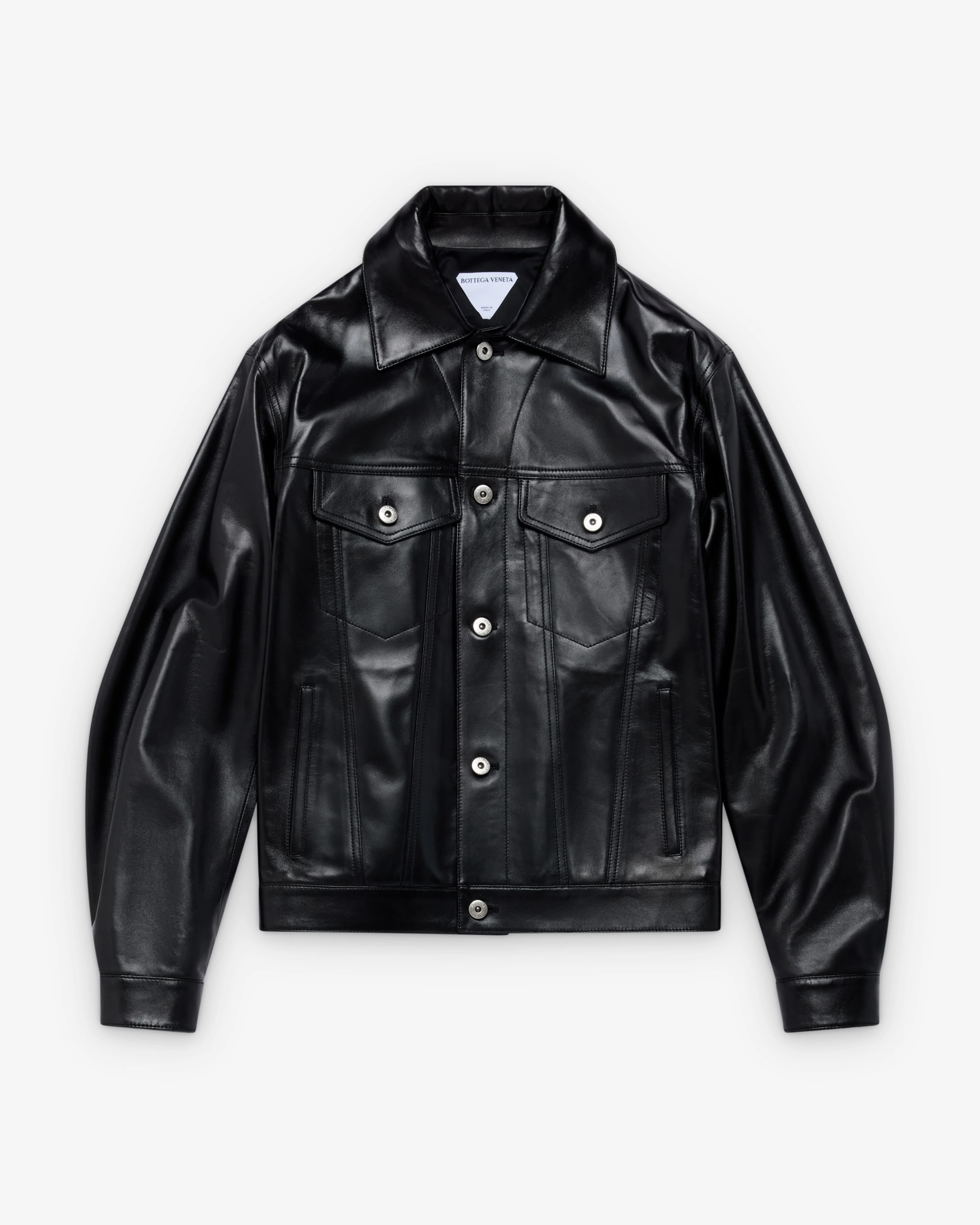 Bottega Veneta - Women's Semi Shiny Leather Jacket - (Black)
