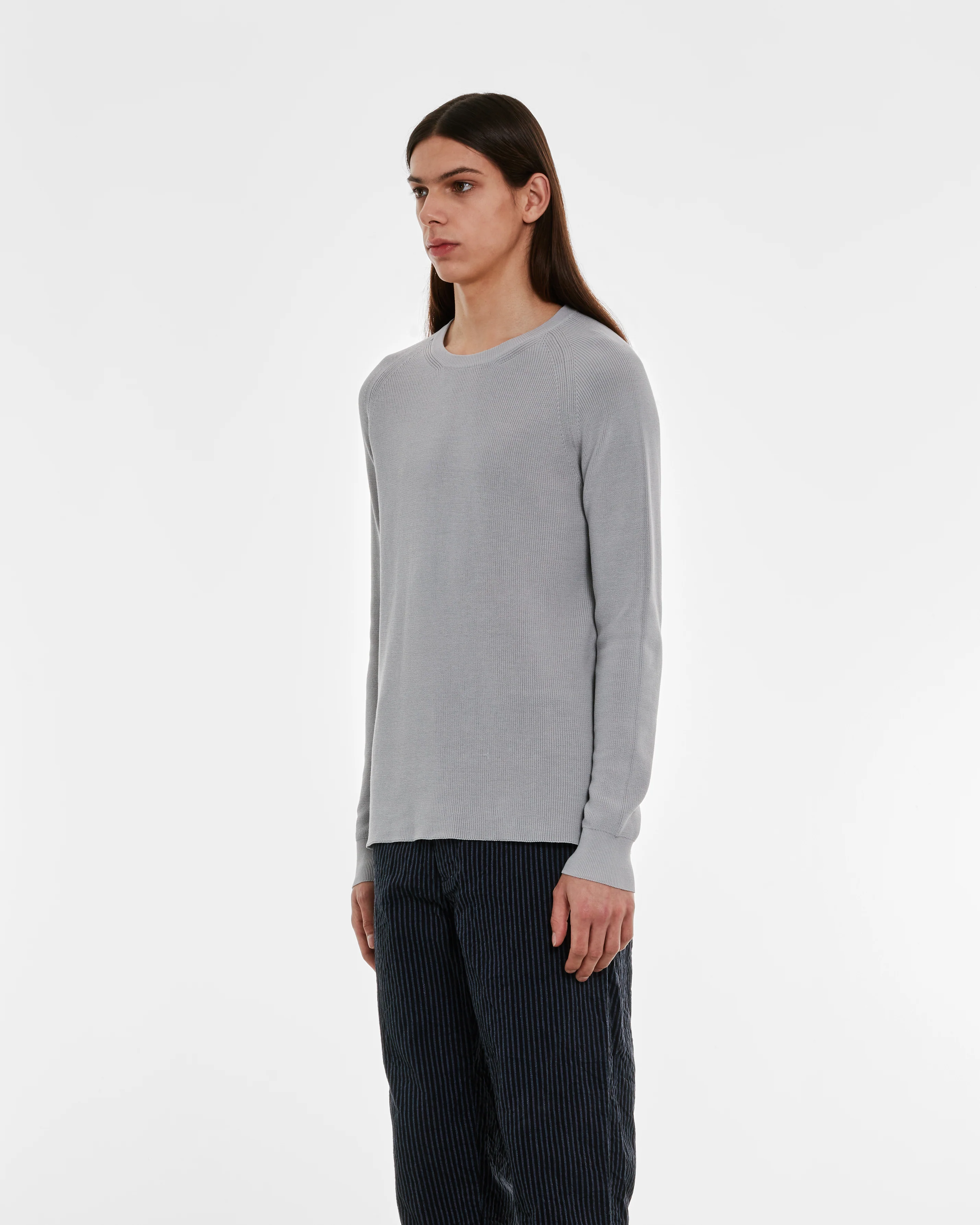 Casey Casey - Men’s Rib Stitch Sweater - (Light Grey) - Image 4