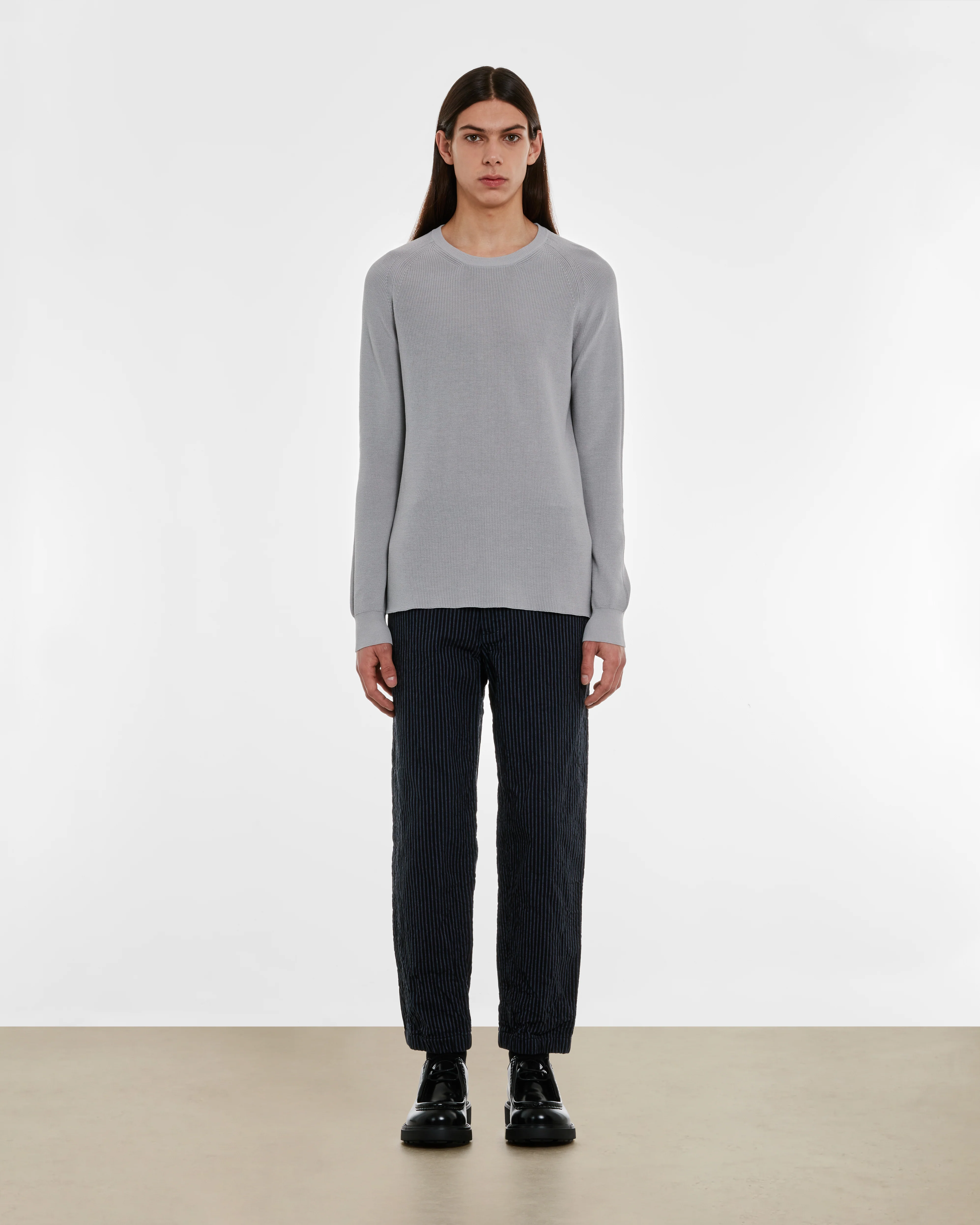 Casey Casey - Men’s Rib Stitch Sweater - (Light Grey) - Image 6