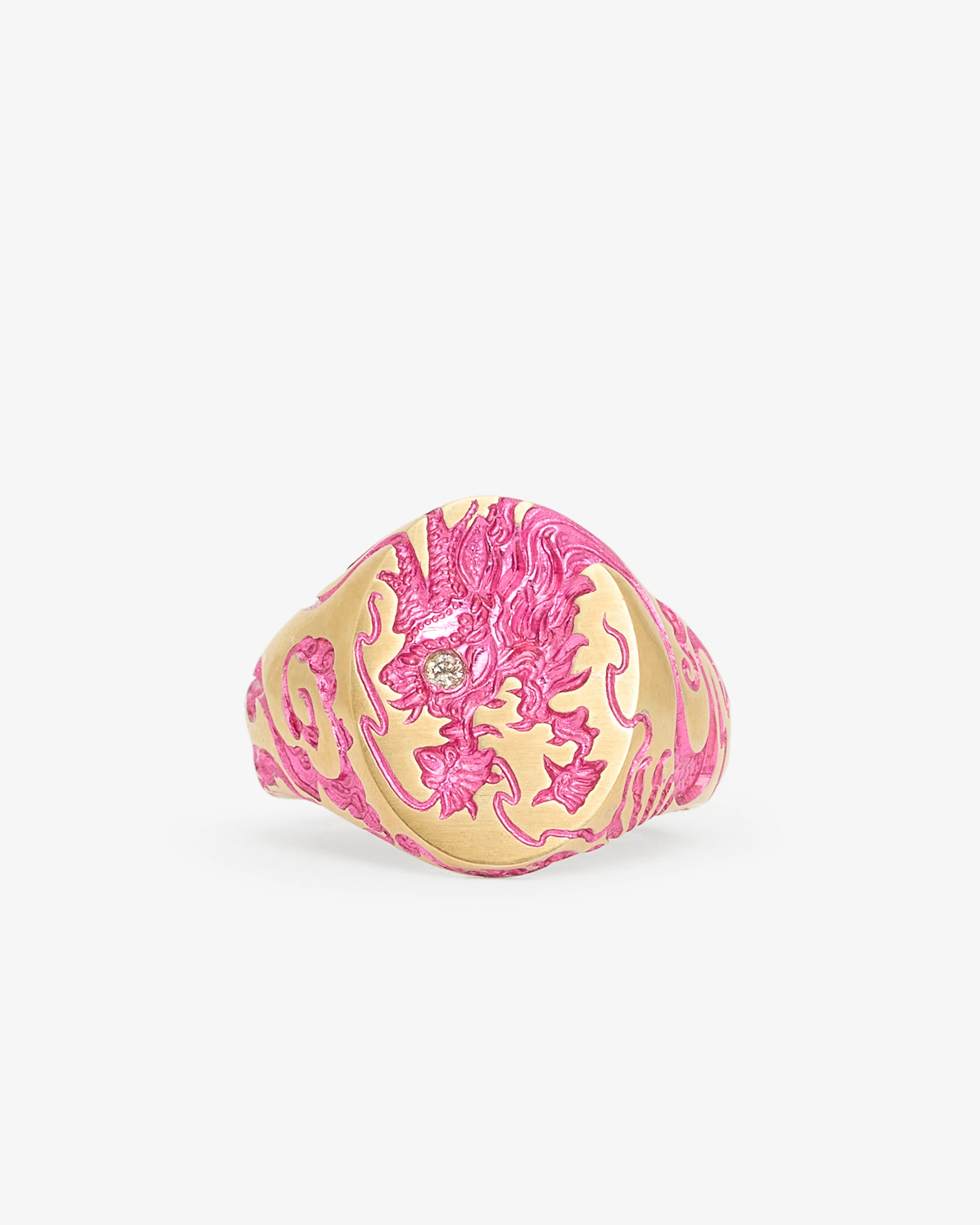 Castro - Dragon Signet Ring - (Pink)