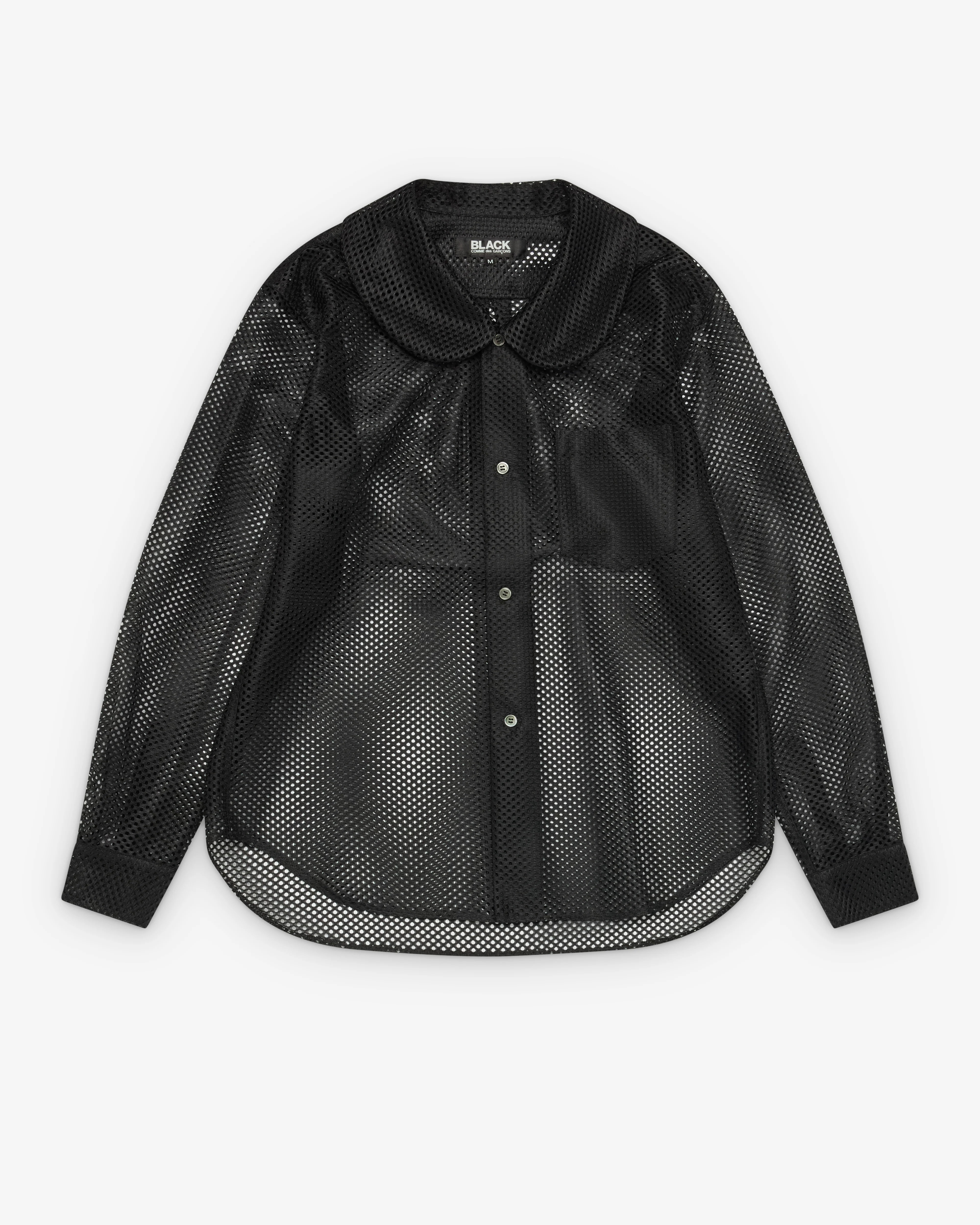 Black Comme des Garçons - Peter Pan Collar Mesh Shirt - (Black)