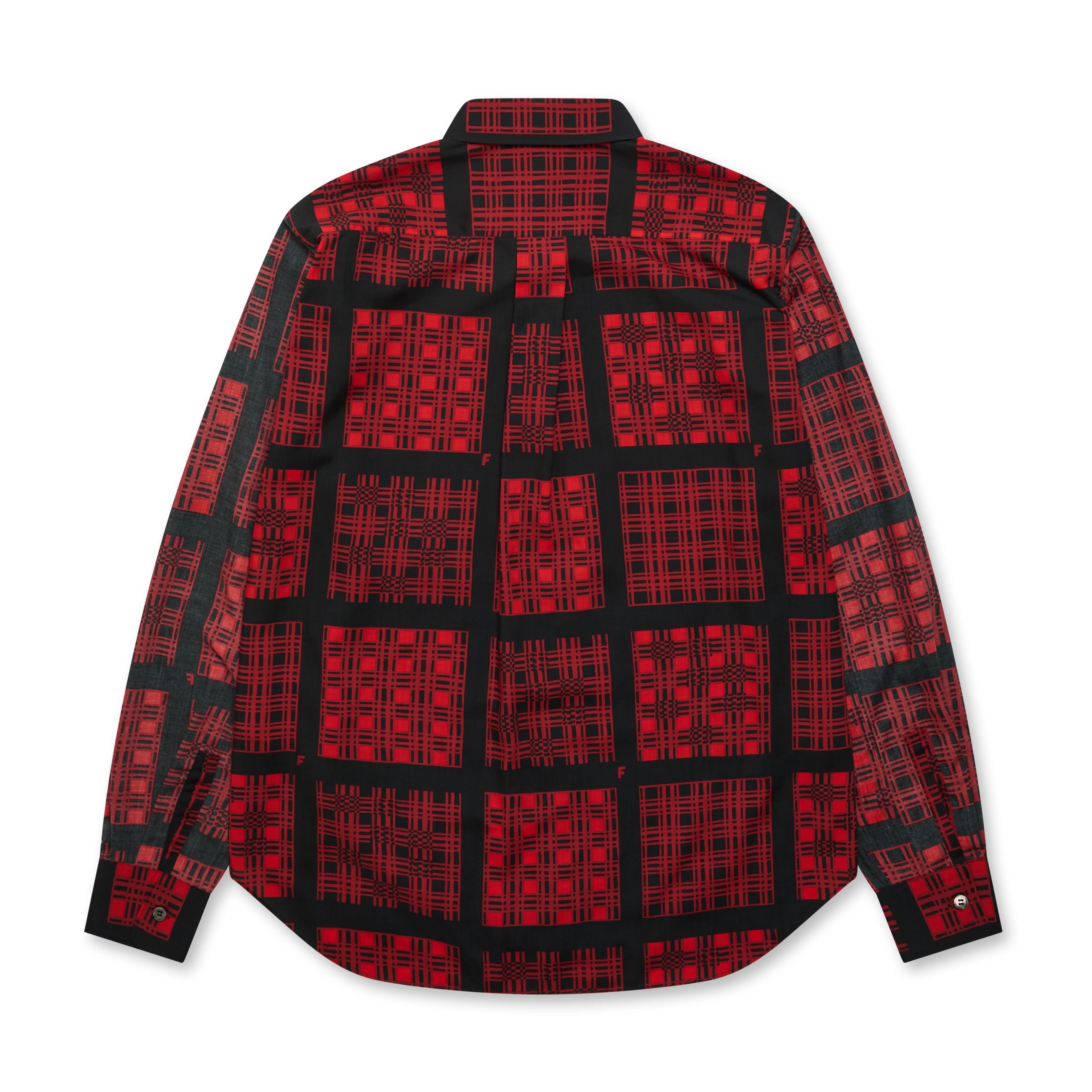 BLACK Comme des Garçons - Reverse Sleeve Patterned Shirt - (Red/Black) - Image 2