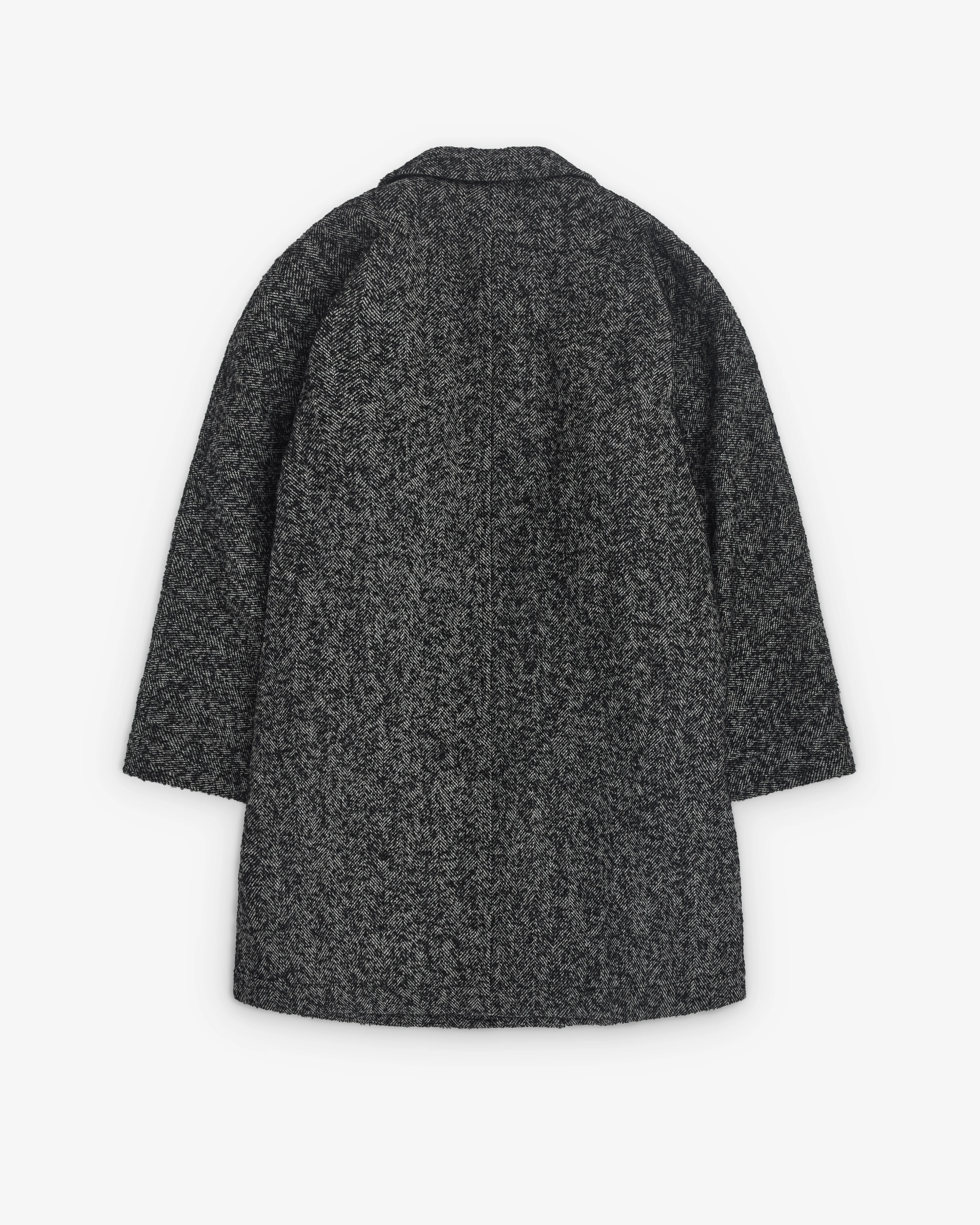 Black Comme des Garçons - Round Collar Car Coat - (Charcoal) - Image 2