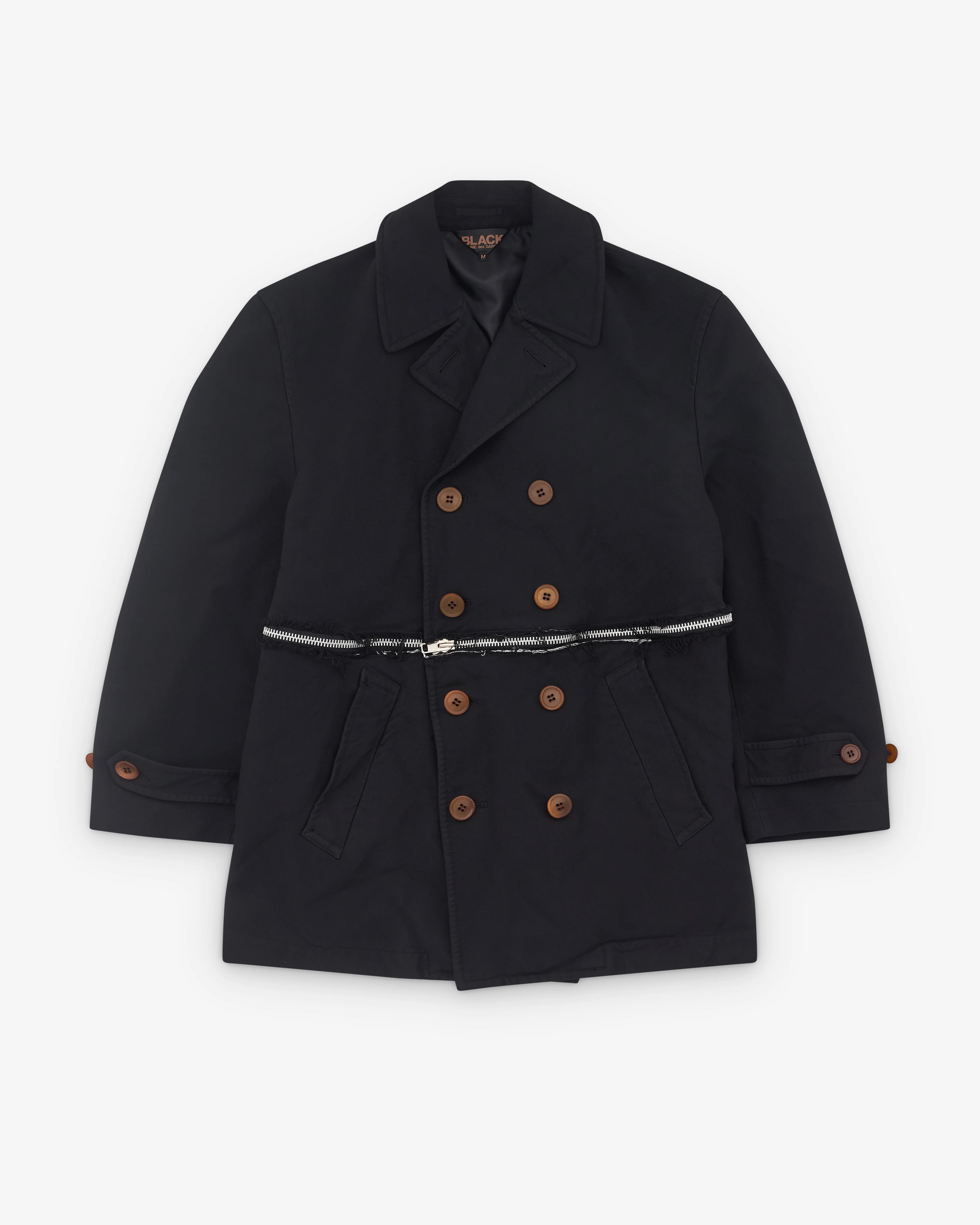 Black Comme des Garçons - Double Breasted Zip Coat - (Black)