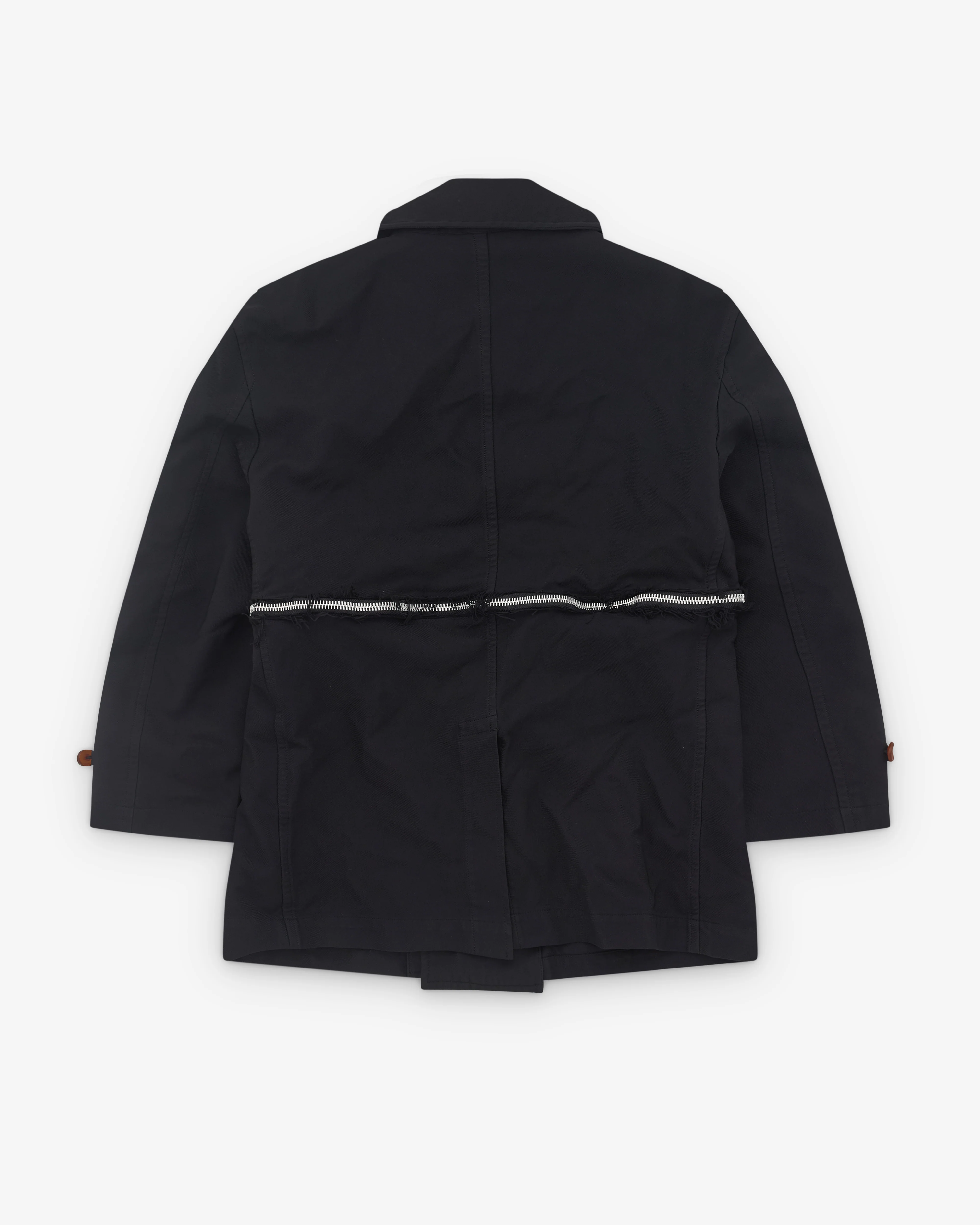 Black Comme des Garçons - Double Breasted Zip Coat - (Black) - Image 2
