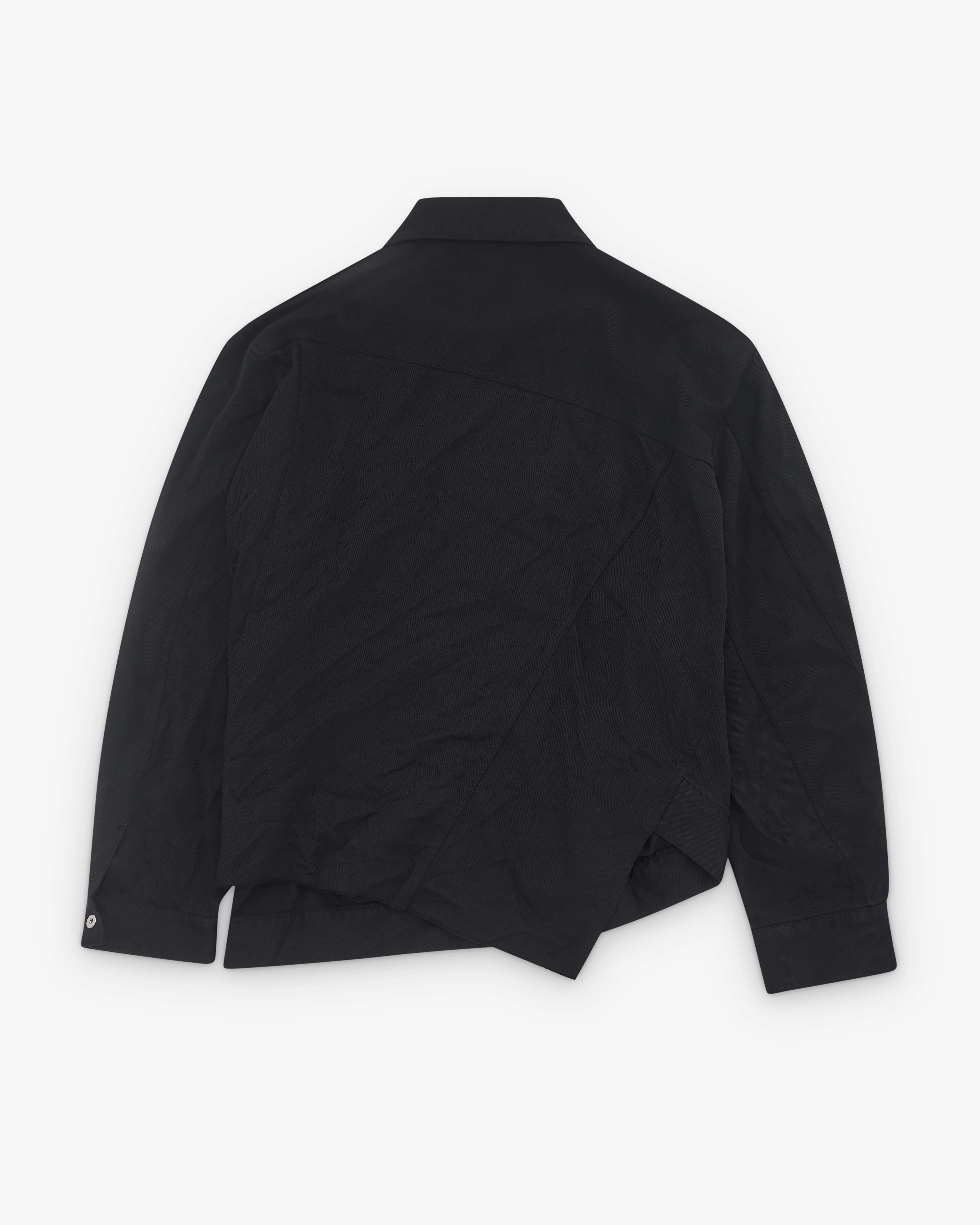 Black Comme des Garçons - Asymmetric Trucker Jacket - (Black) - Image 2