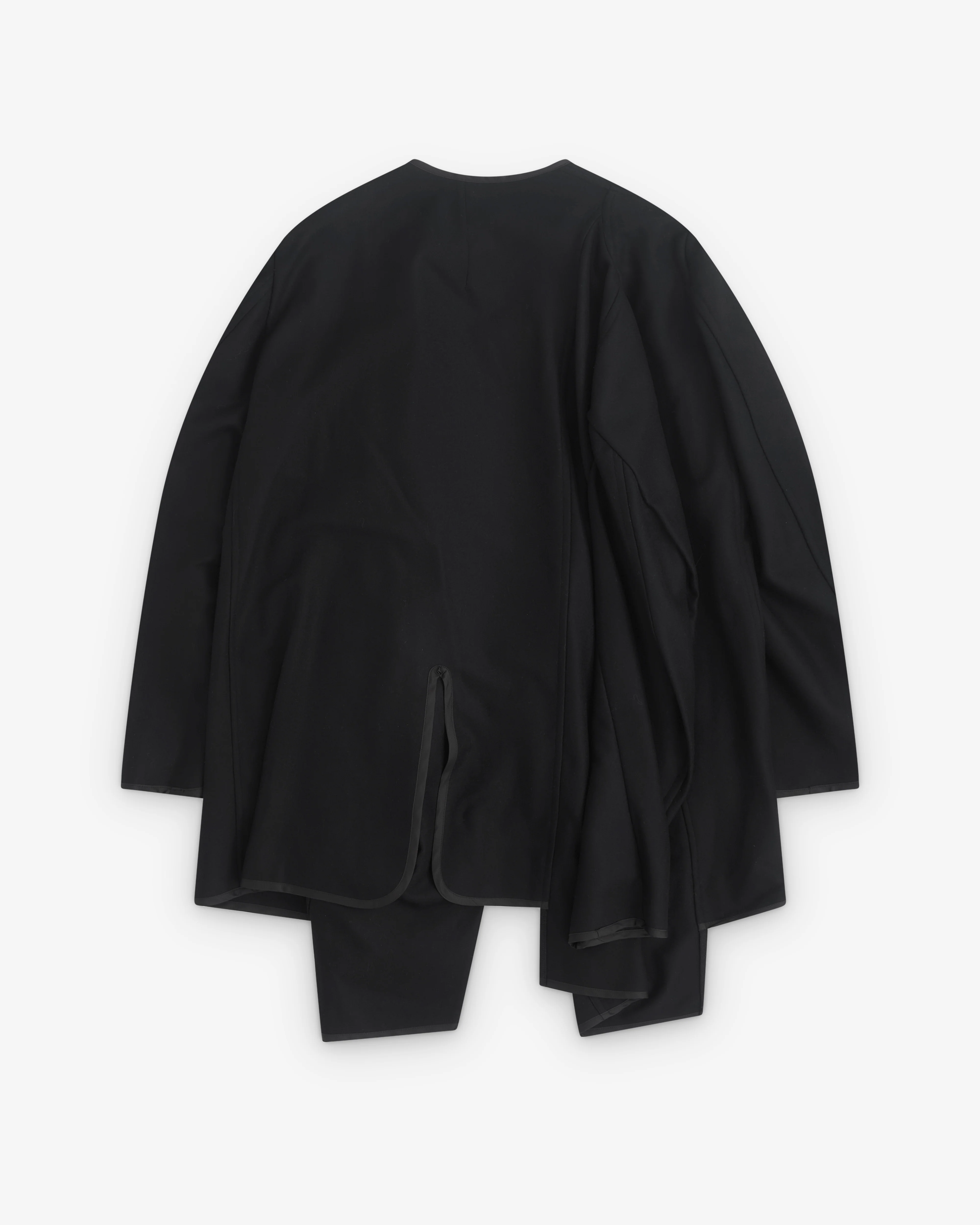 Black Comme des Garçons - Waterfall Hem Coat - (Black) - Image 2