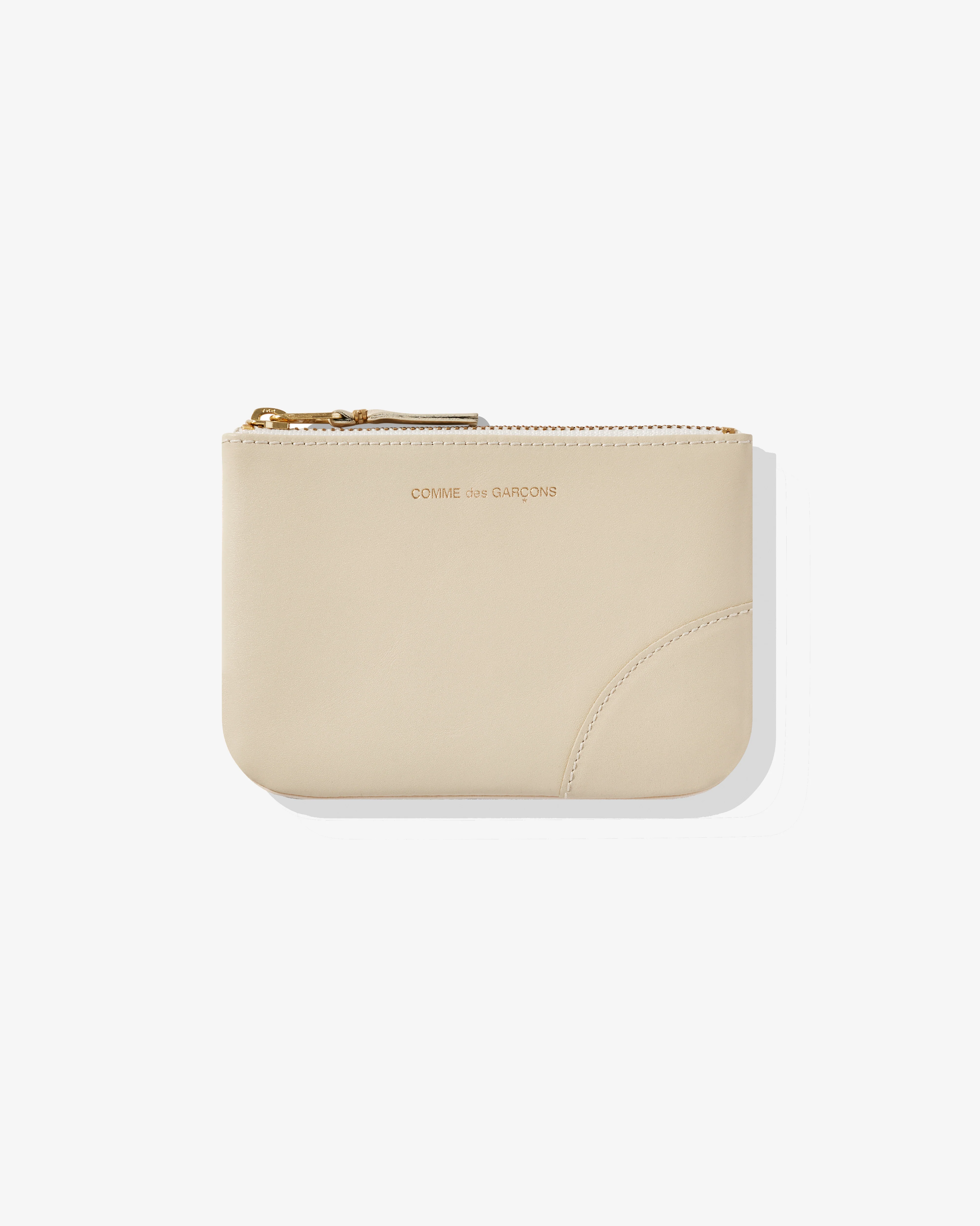 CDG Wallet - Classic Leather Zip Pouch - (Off White SA8100)