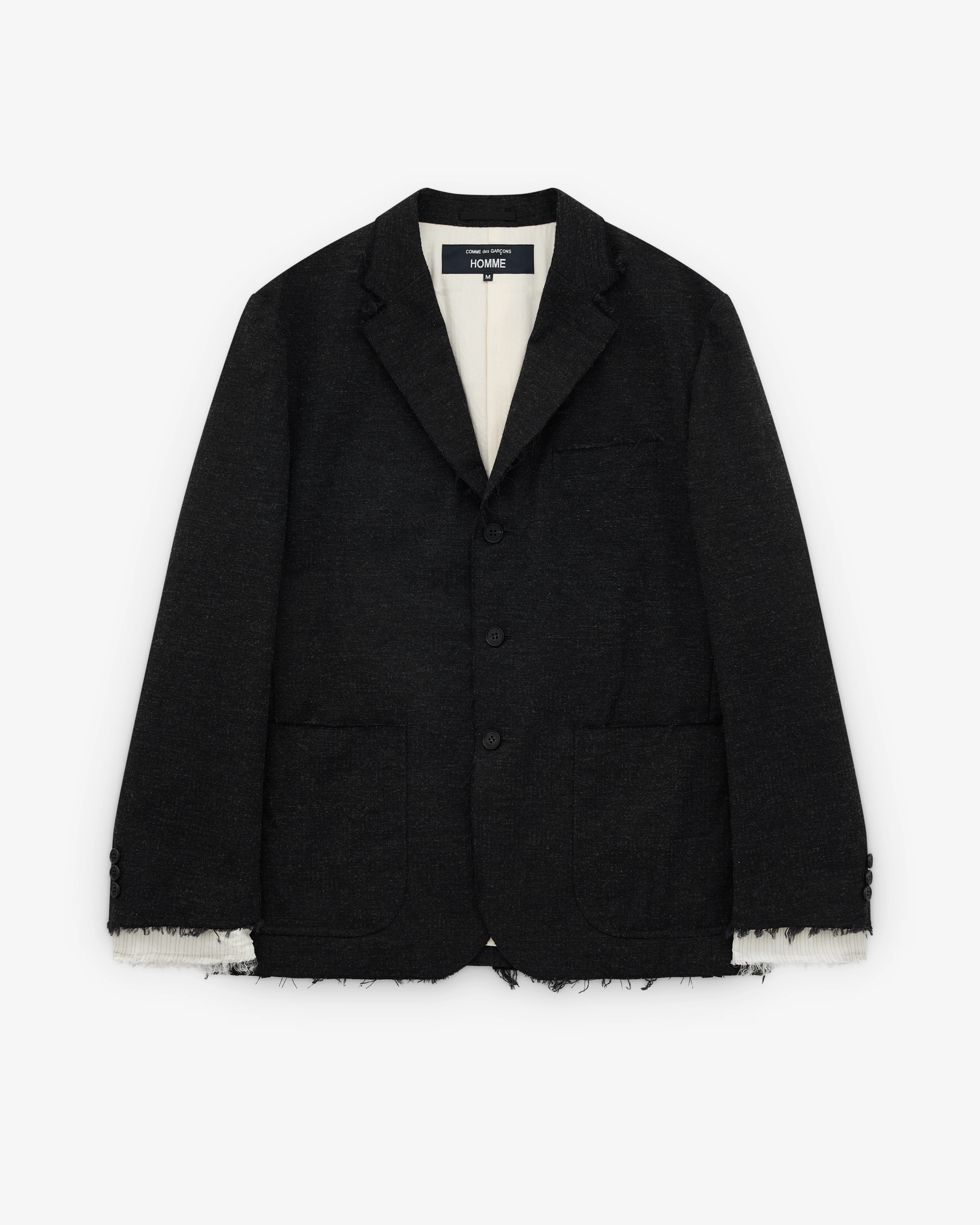 CDG Homme - Men’s Raw Hem Wool Blazer - (Charcoal)