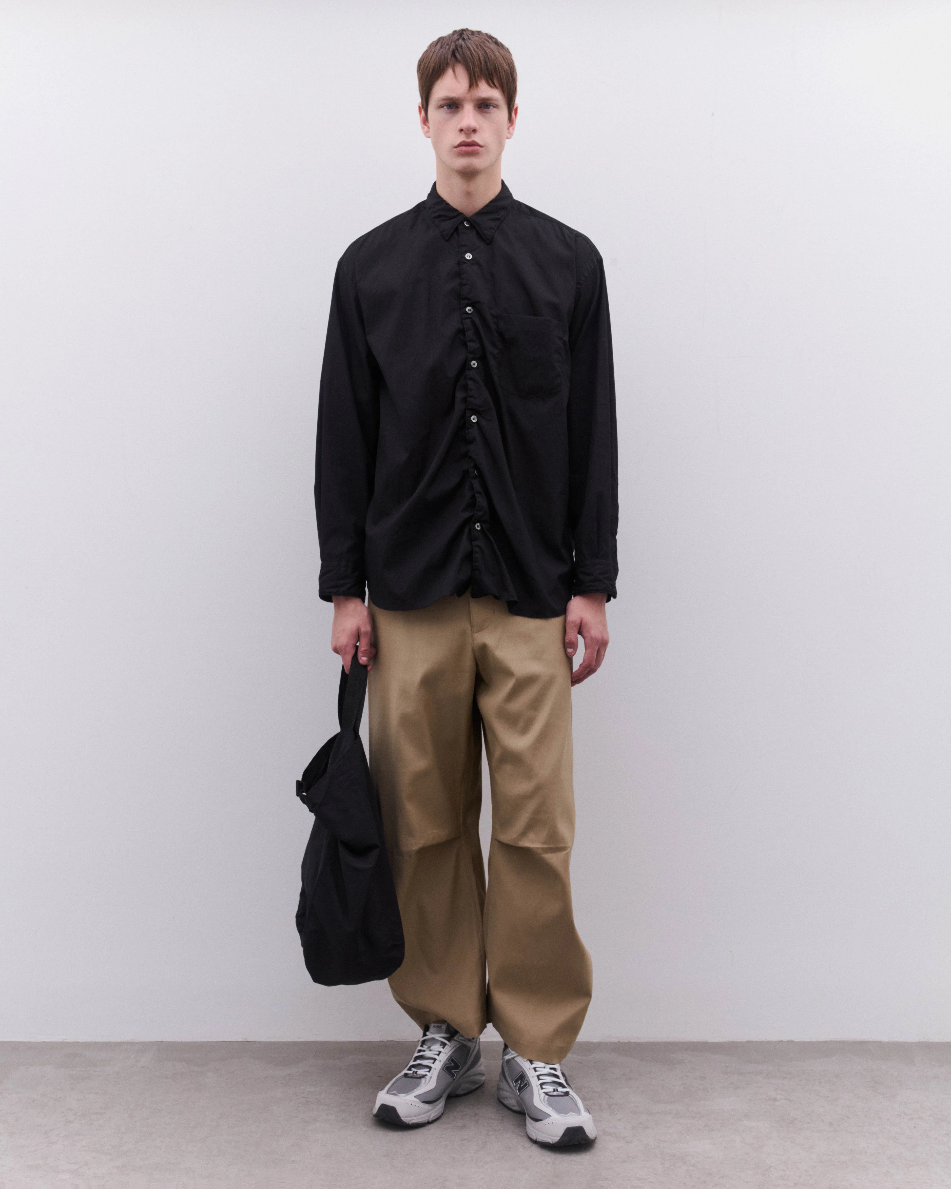 CDG Homme - Men’s Curved Hem Trousers - (Stone) - Image 6