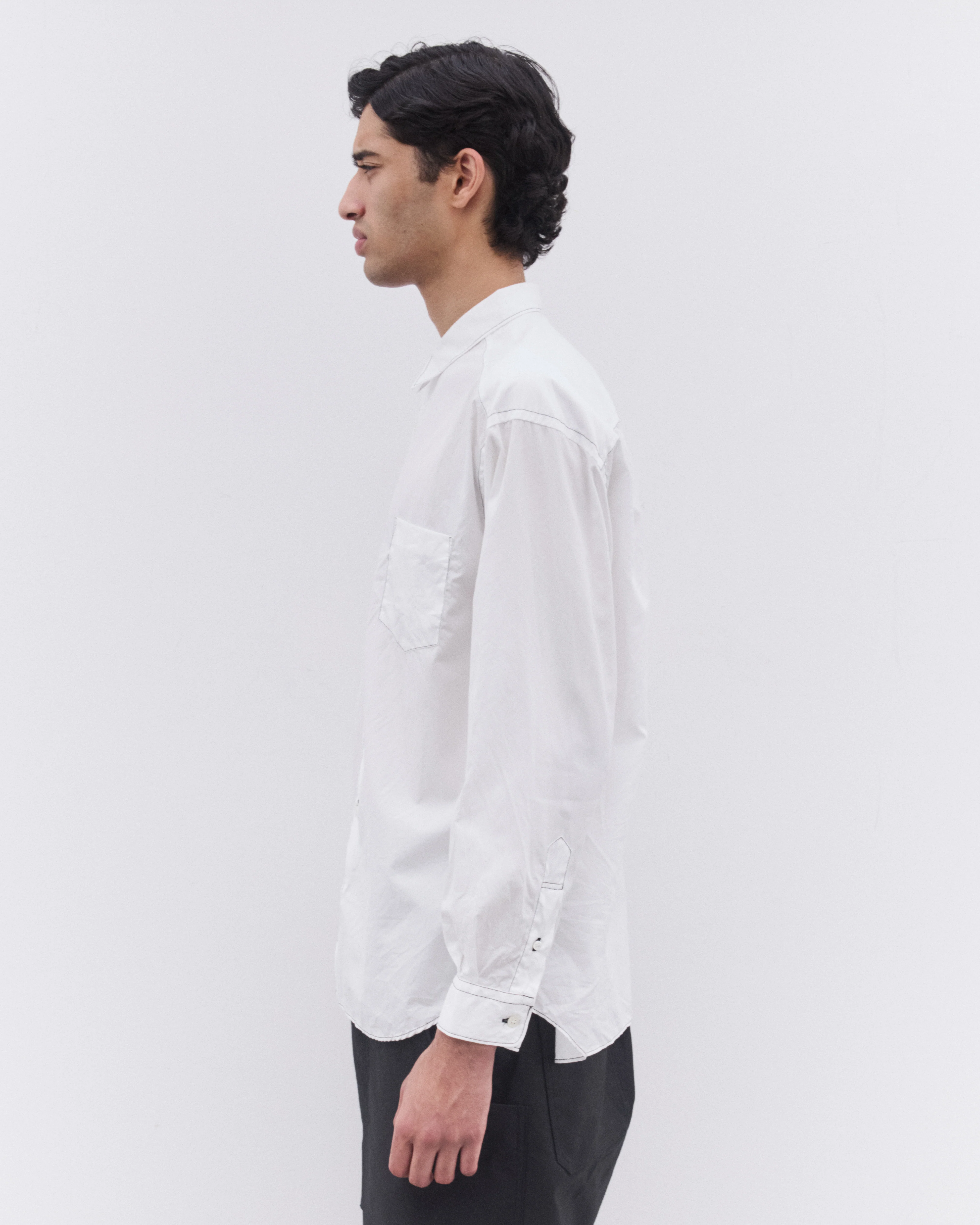 CDG Homme - Men’s Topstitch Shirt - (White) - Image 4